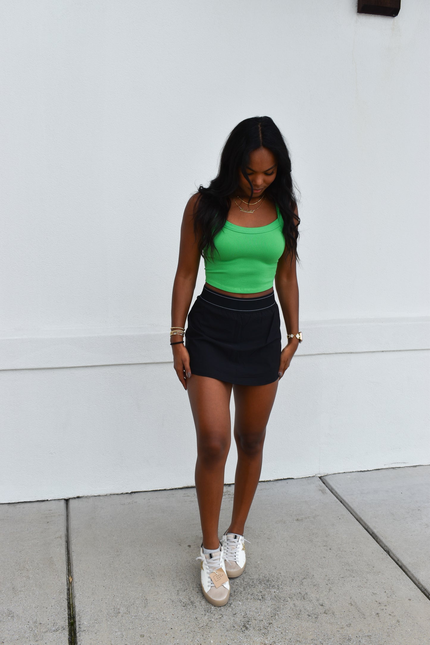 Lightweight Skort with Elastic Waistband: Black