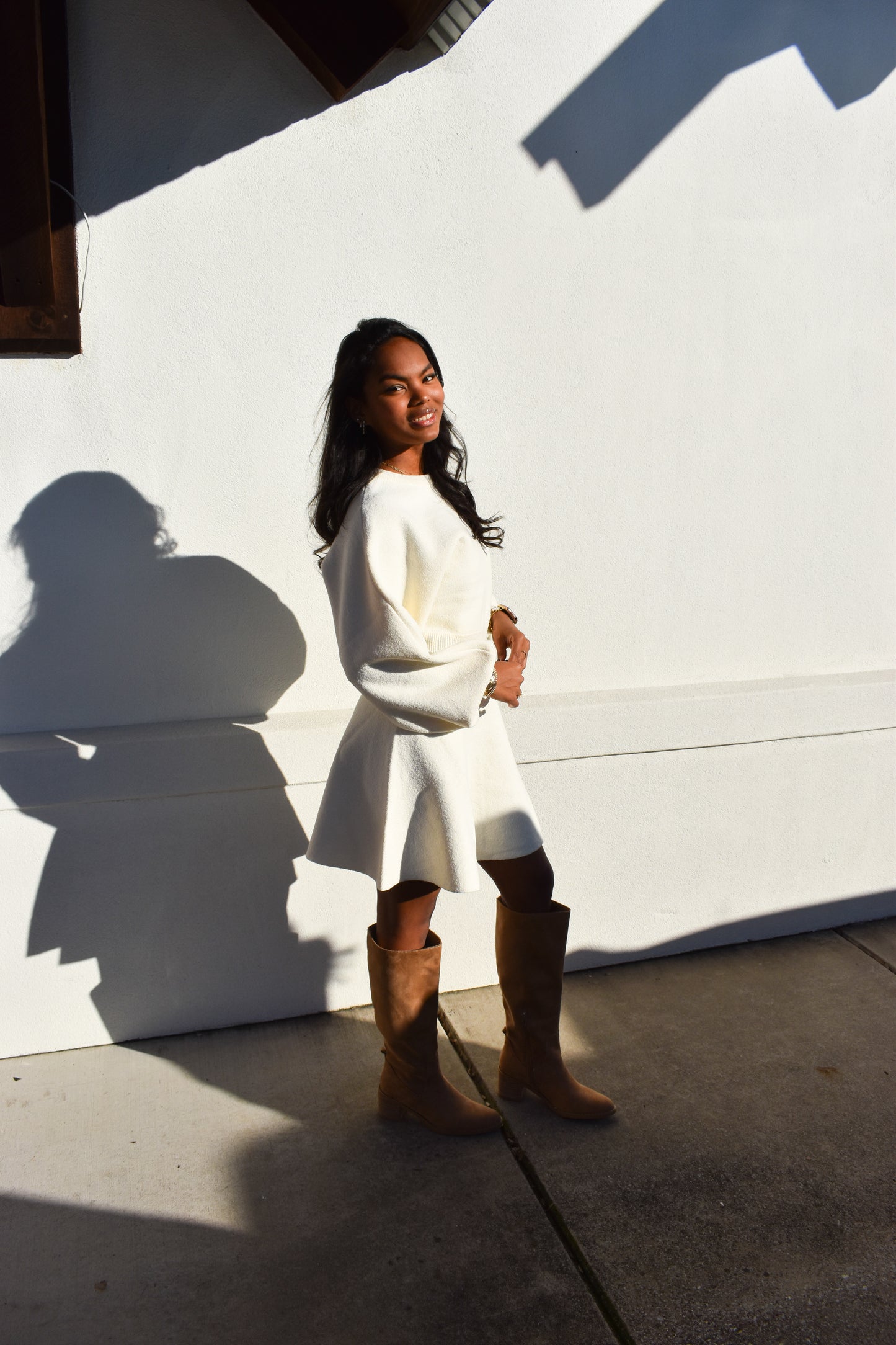 Ballon Sleeve Sweater Dress