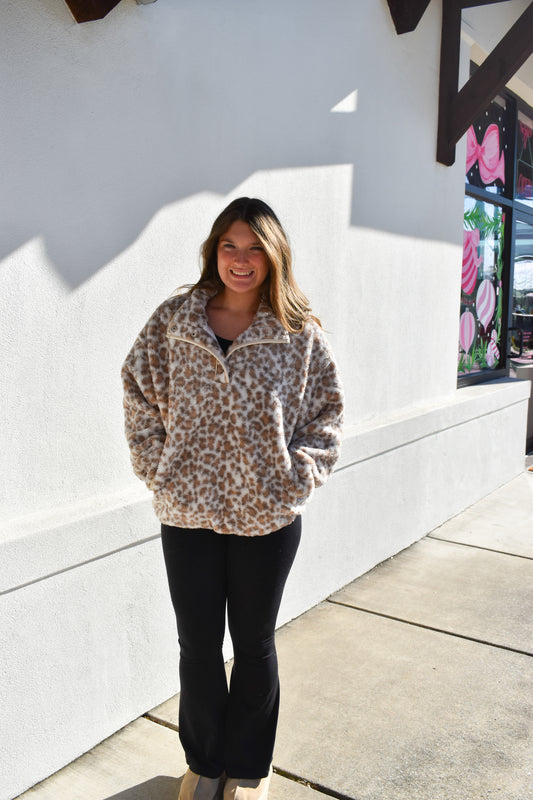 Leopard Fleece Pullover