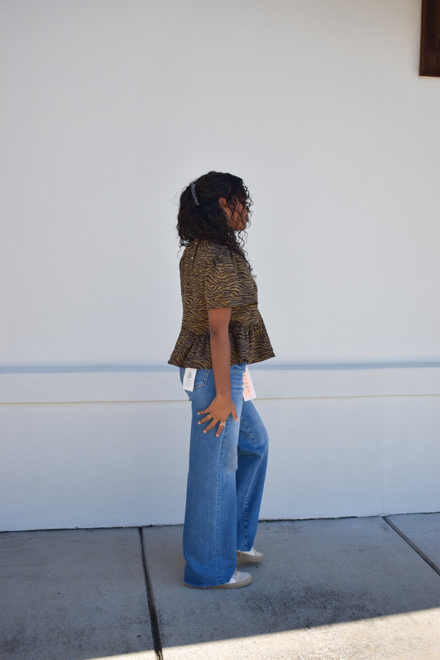 Zebra Social Peplum Top