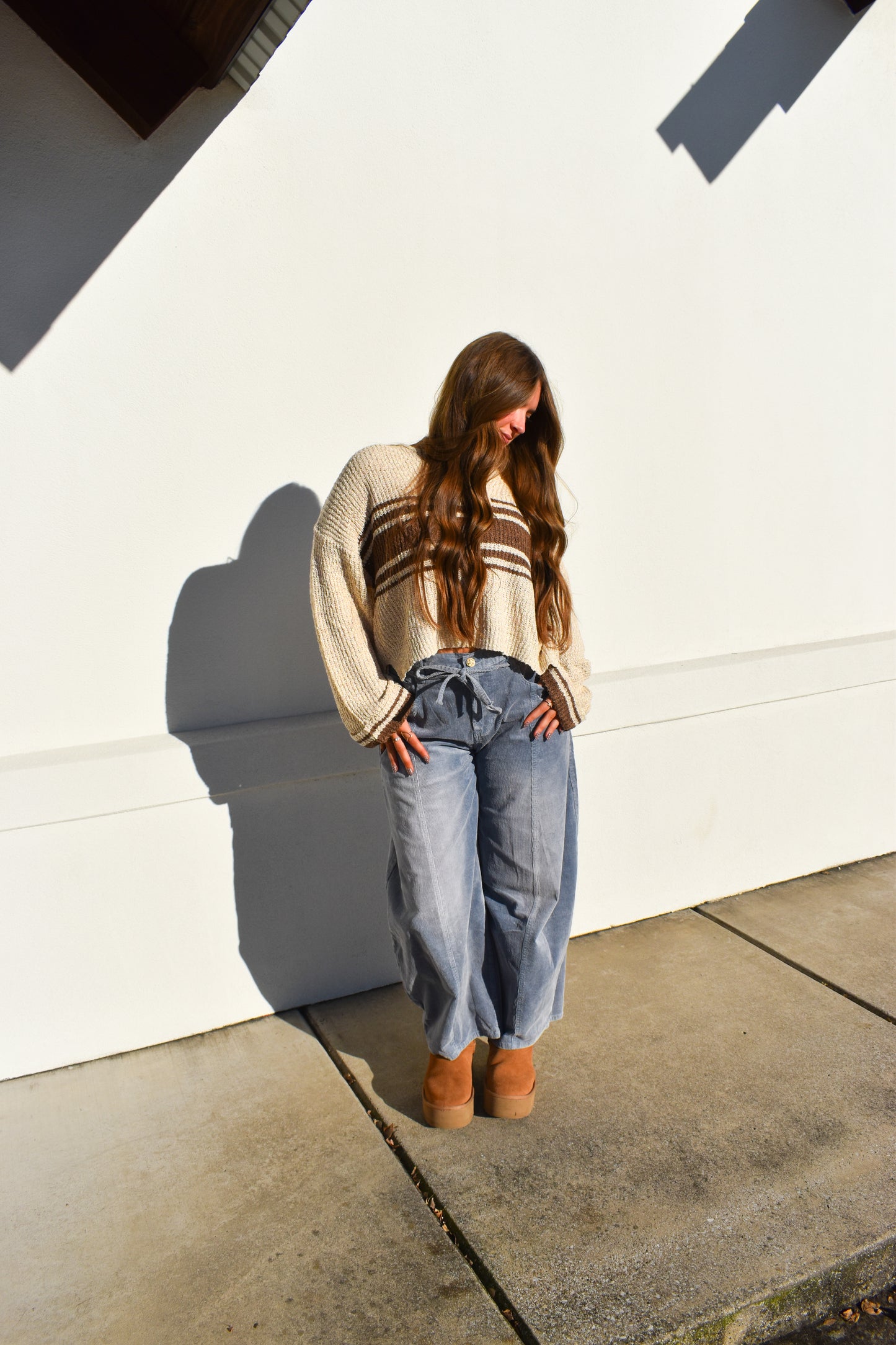 Stripe Patch Long Sleeve Sweater