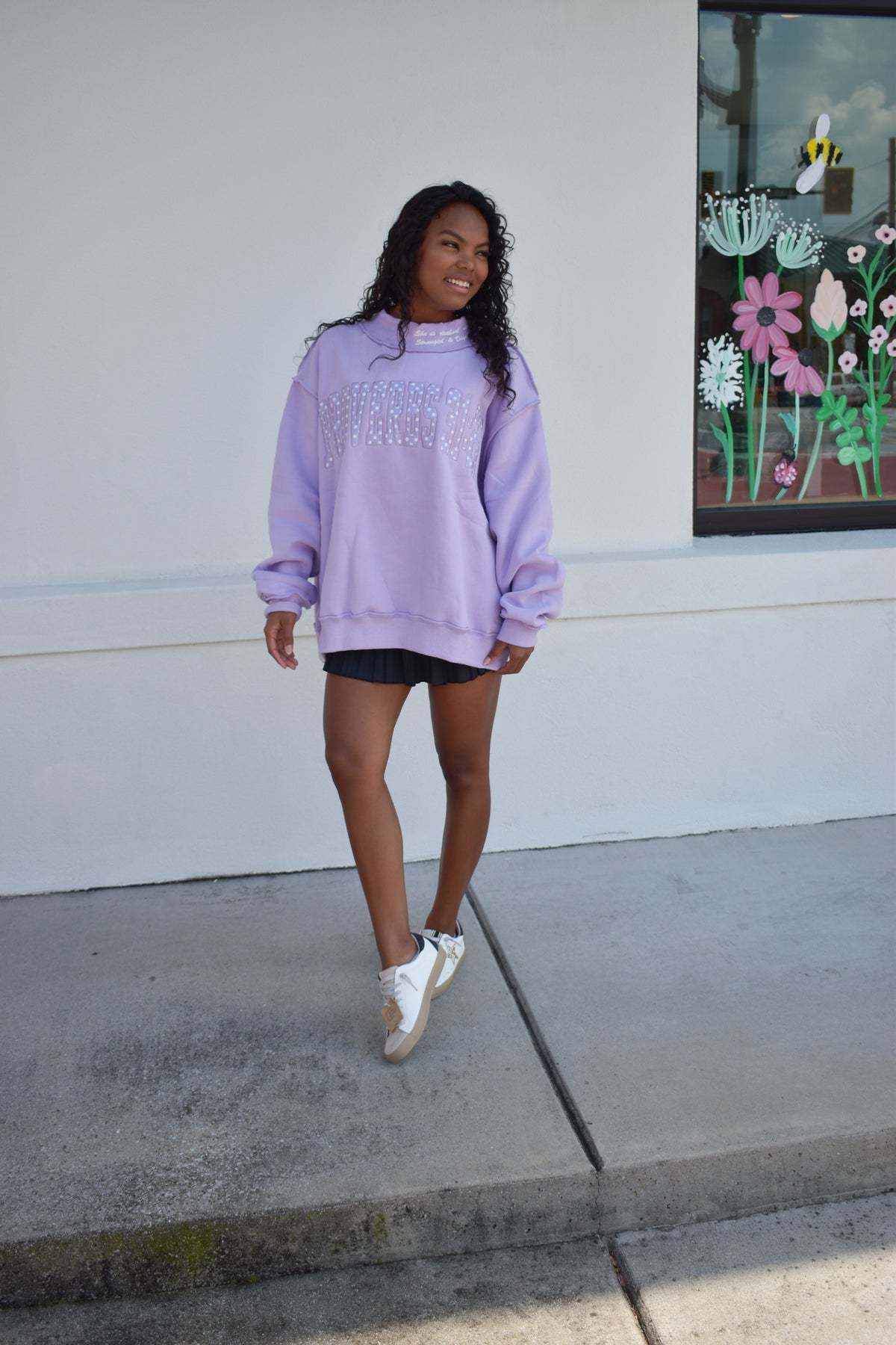 'PROVERBS 31:25' Script Collar Mockneck: Lavender