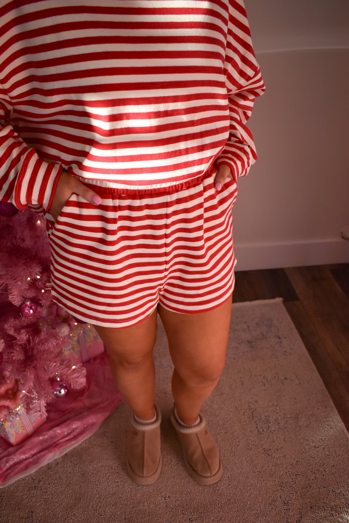 Lounge Stripe Shorts: Red