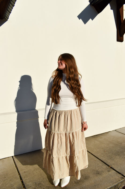Lace Trim Gingham Maxi Skirt