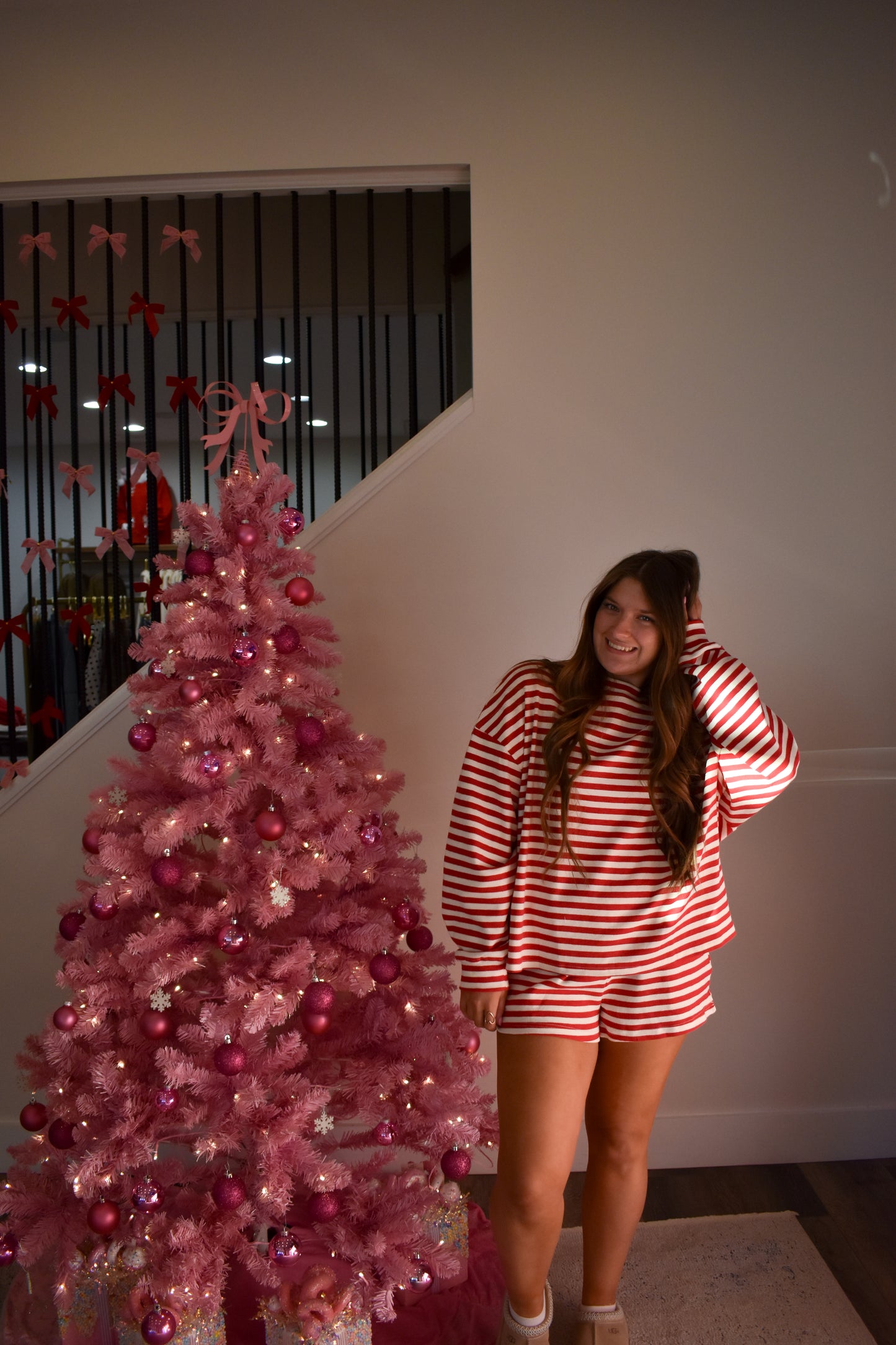 Lounge Stripe Top: Red