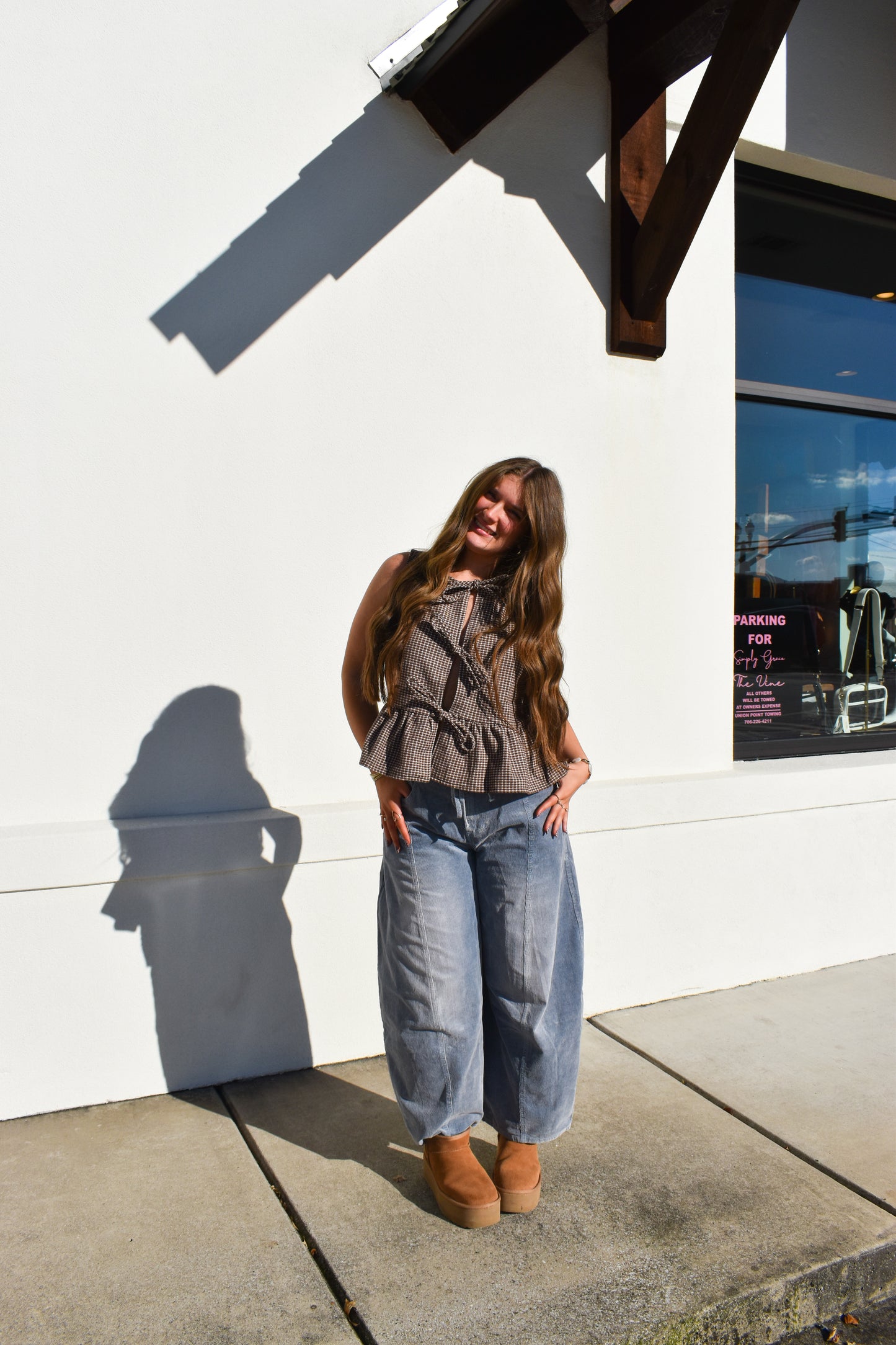 Waist Tie Corduroy Barrel Pants