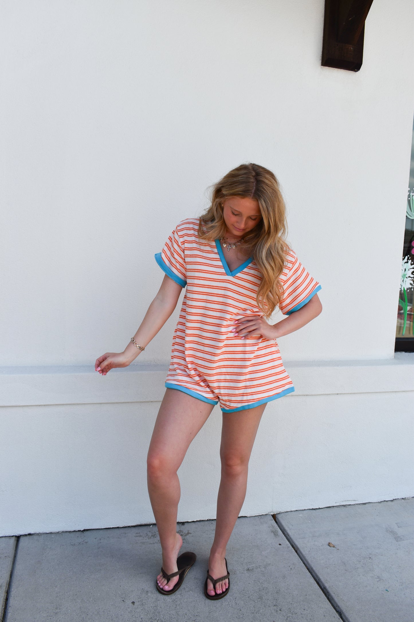 Striped Terry Knit Romper