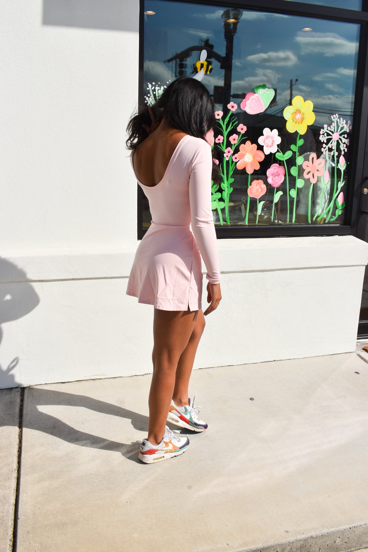 Long Sleeve Wrap Tie Front Dress