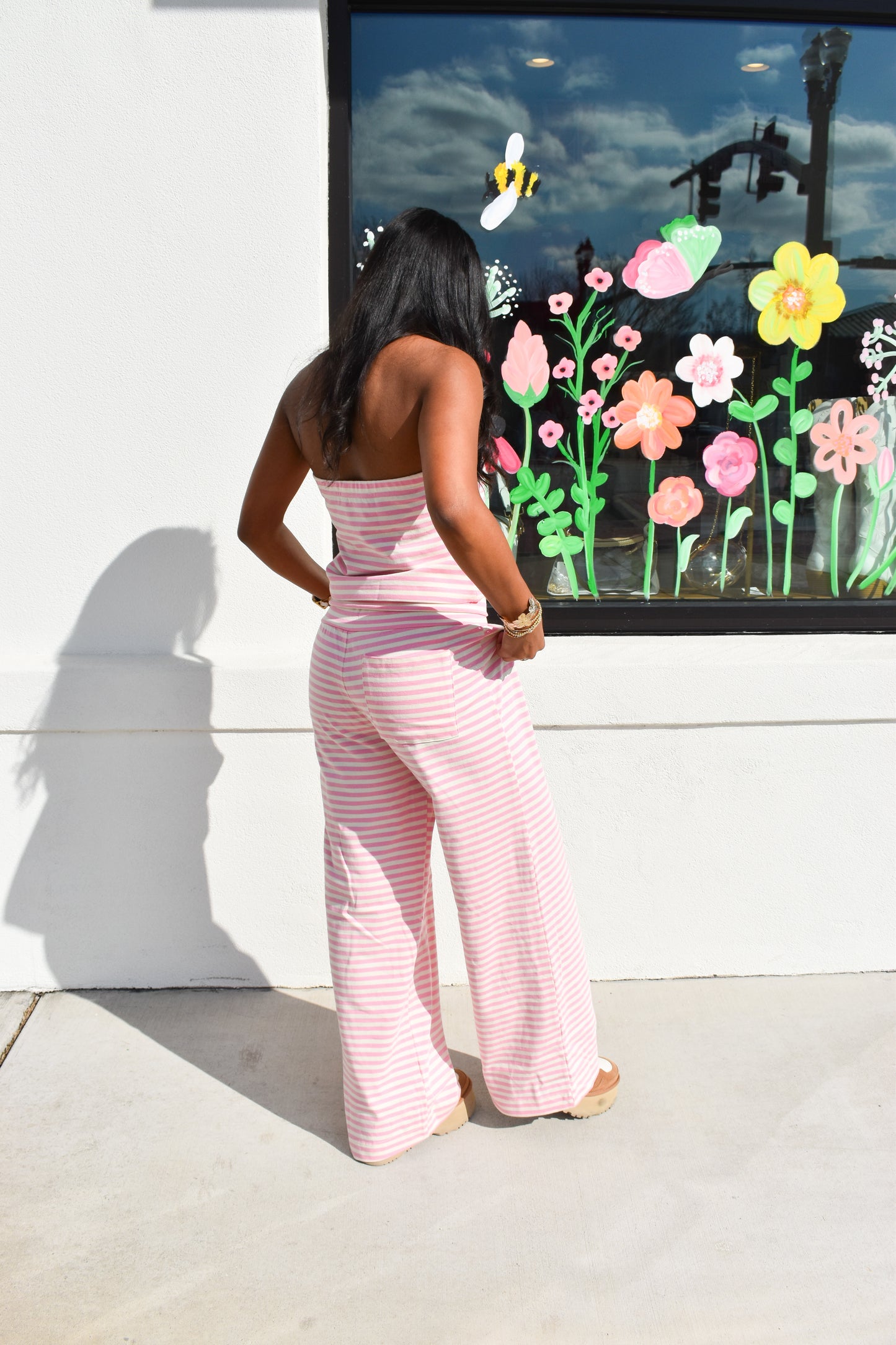 Pink Love Stripe Bandeau Top