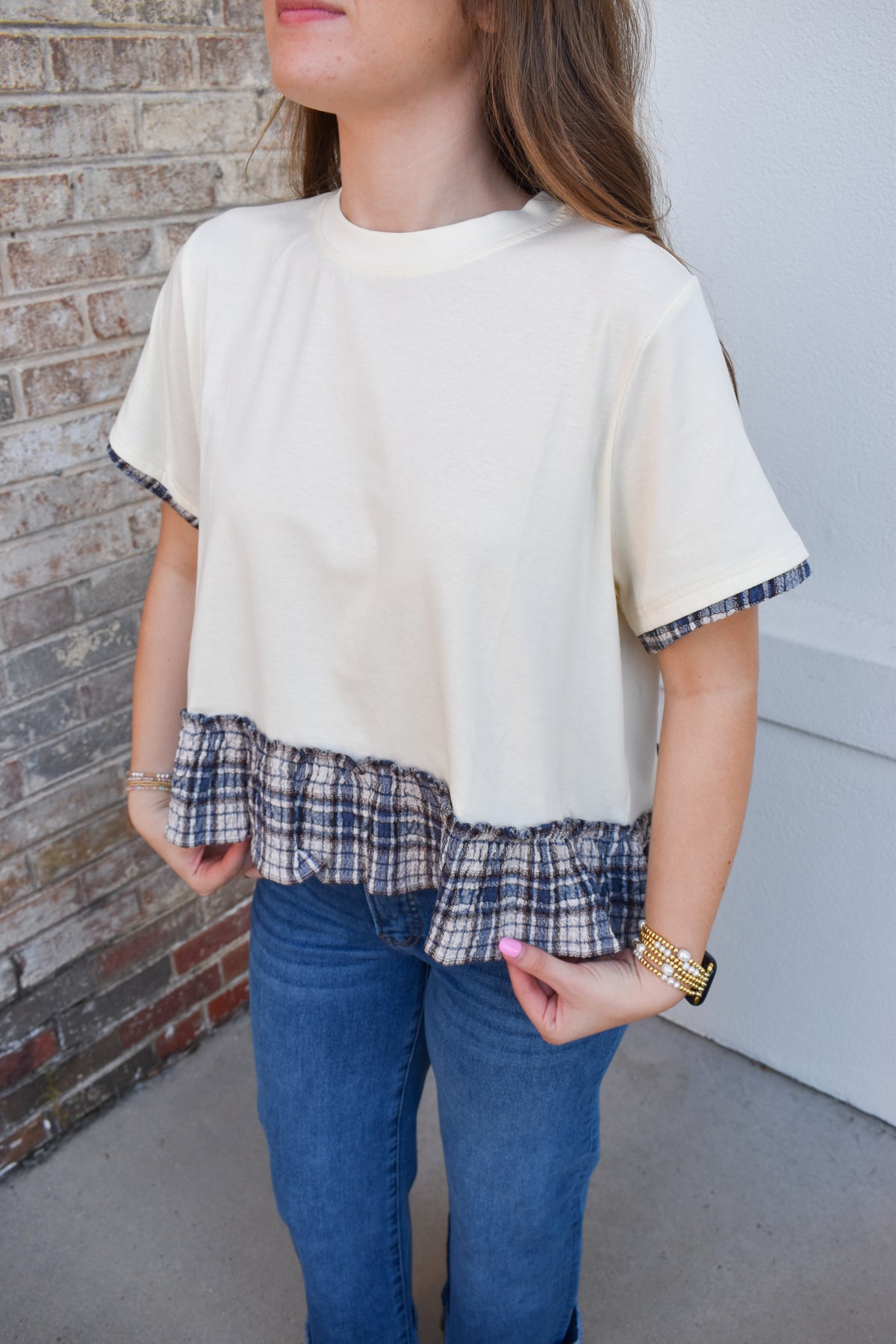 Hadley Plaid Trim Top