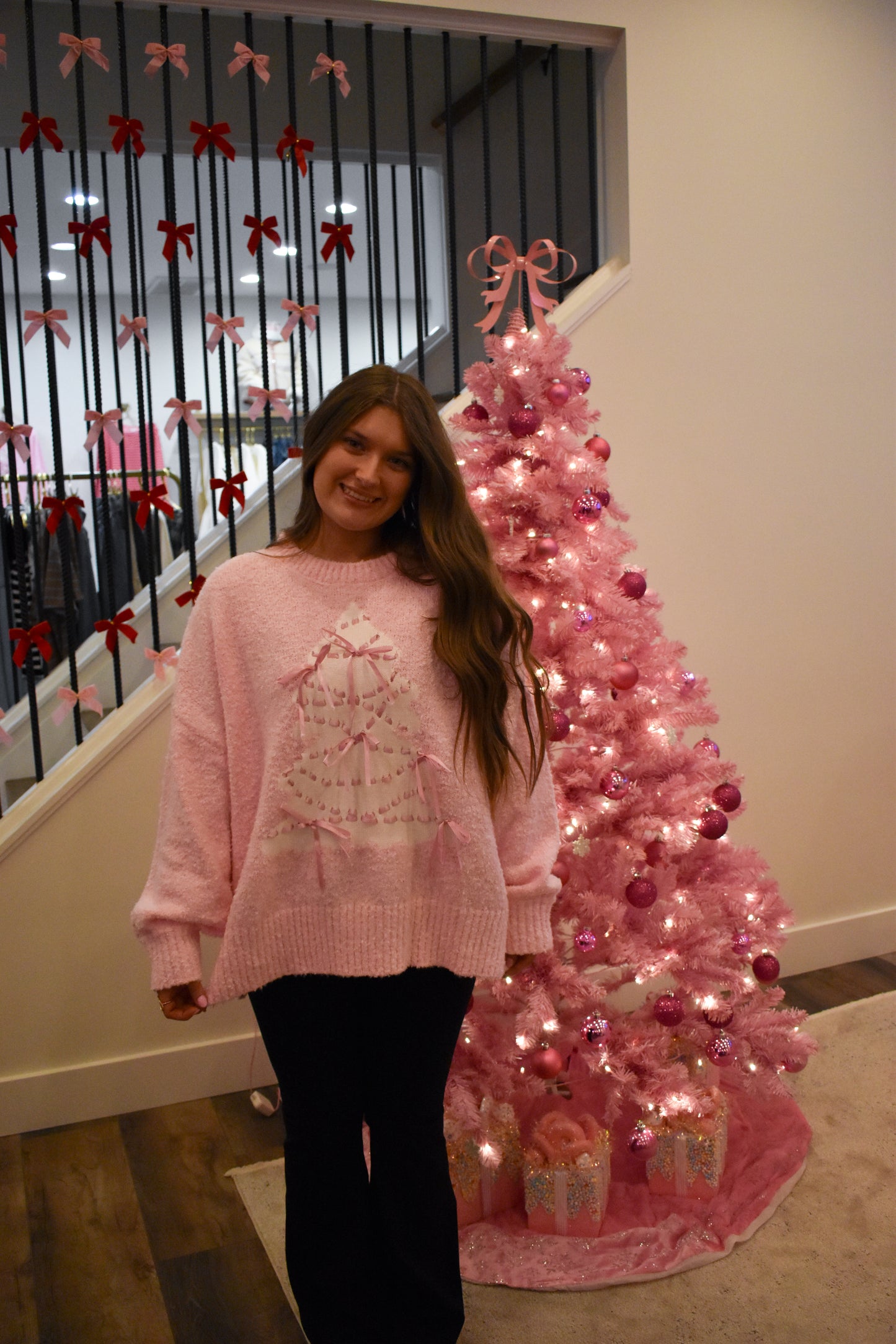 Christmas Tree W/ Satin Bow Sweater