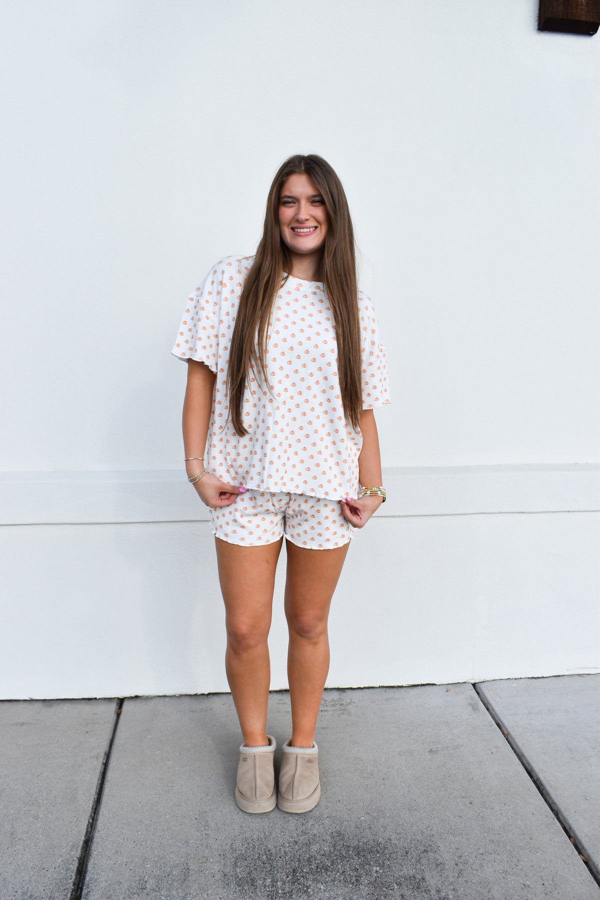 Pumpkin Fall Autumn Short Sleeve Pajama Top