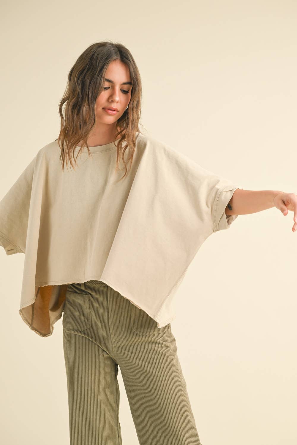 Oversized Beige Wash Top