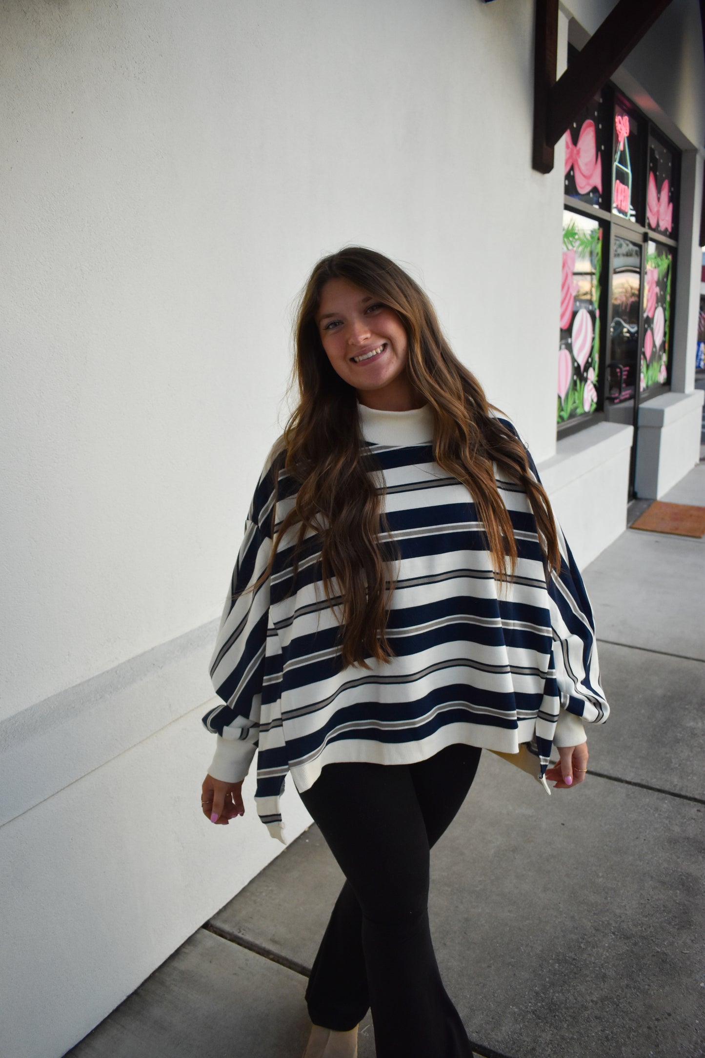 Striped Oversized Mockneck