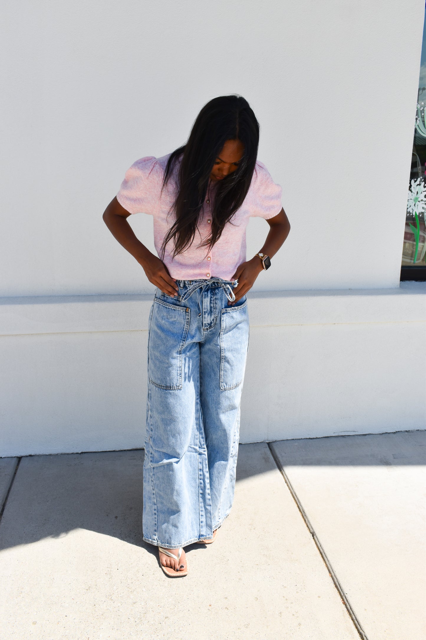 Oversized Wide-Leg Jeans W/ Elastic