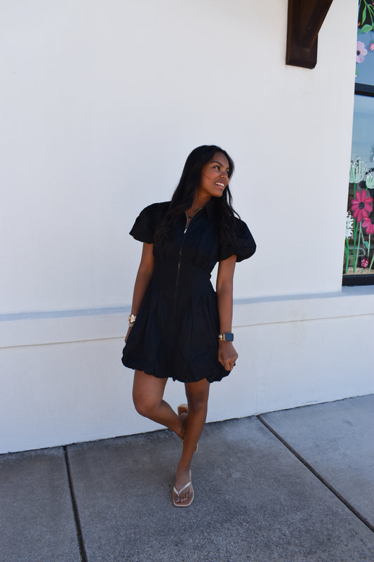 Black Collared Mini Dress