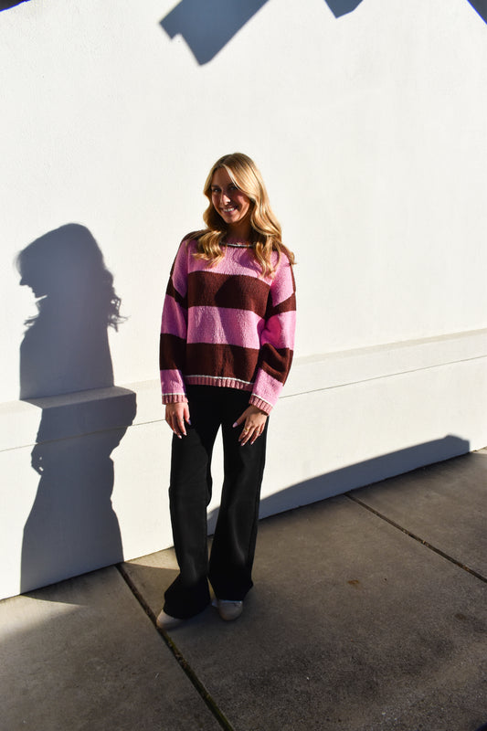 Drop Shoulder Stripe Sweater