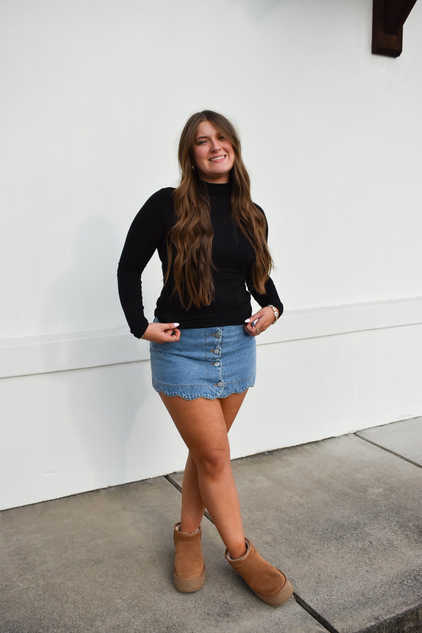 Basic Long Sleeve Turtle Neck: Black