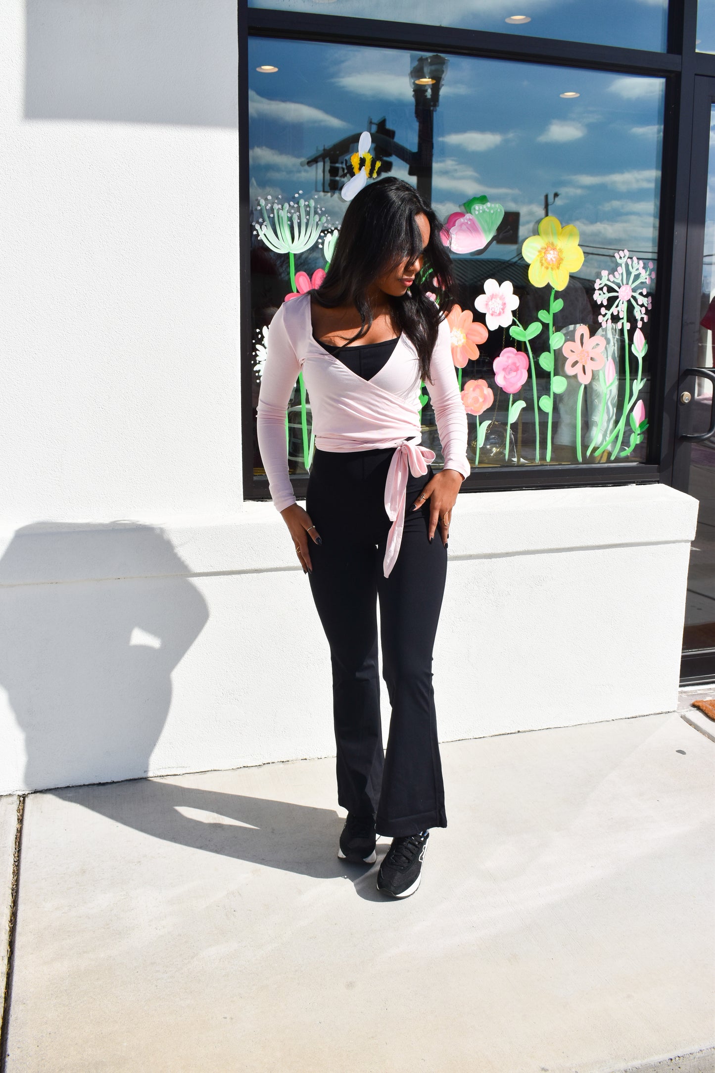 Long Sleeve V Neck Wrap Top