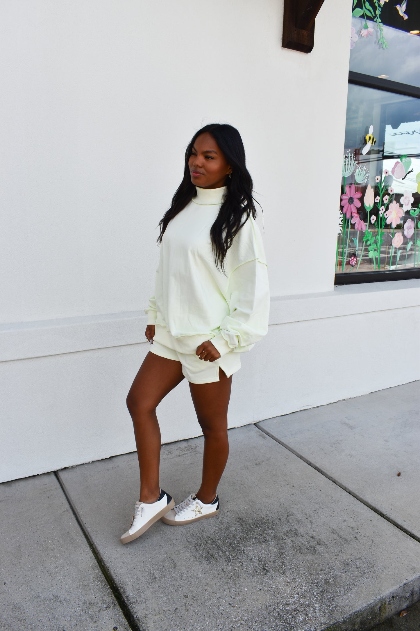 Soft Knit Drop Shoulder Mock Neck