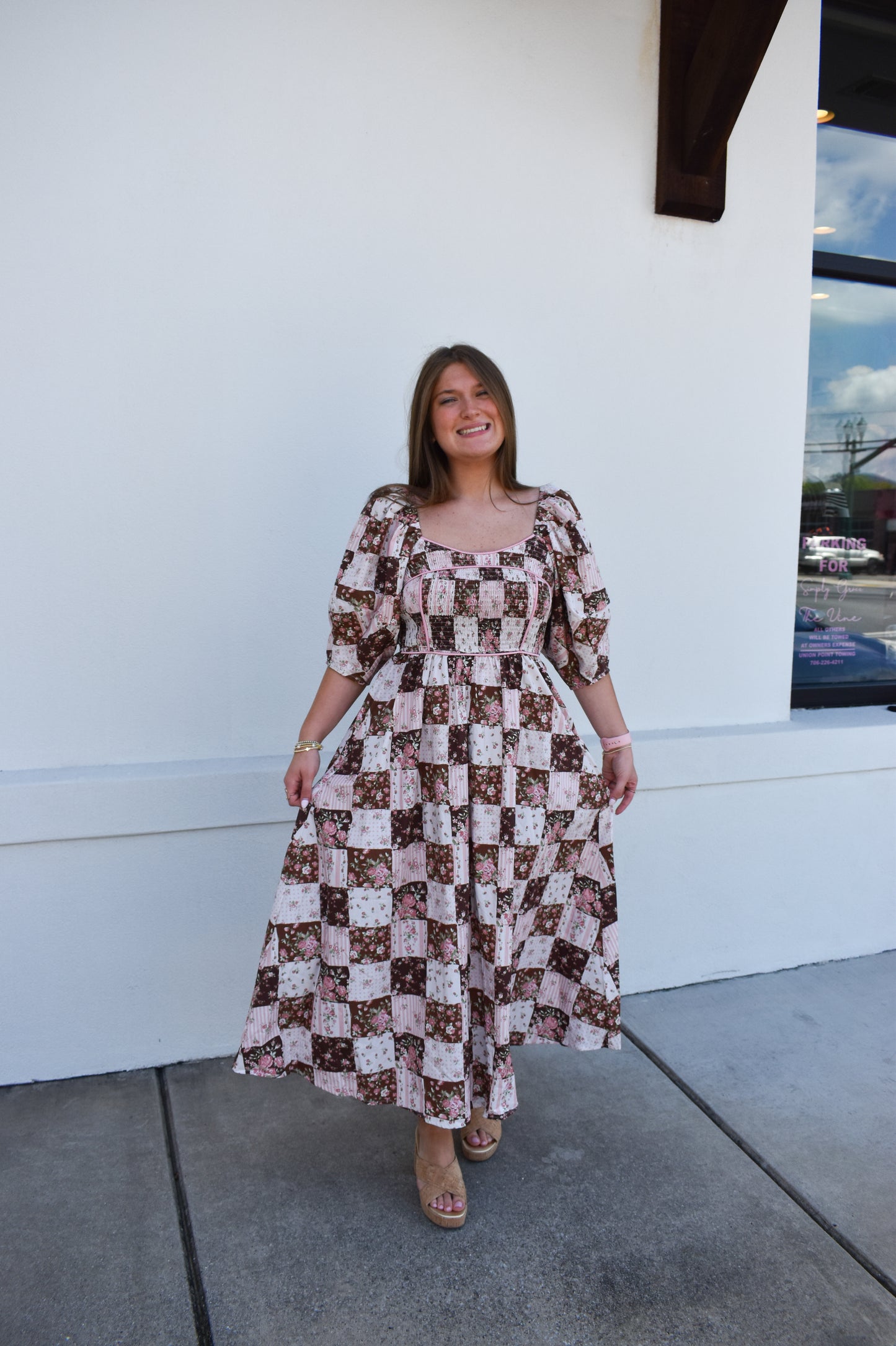 Jessie Floral Maxi Dress W/ Puffy Sleeves