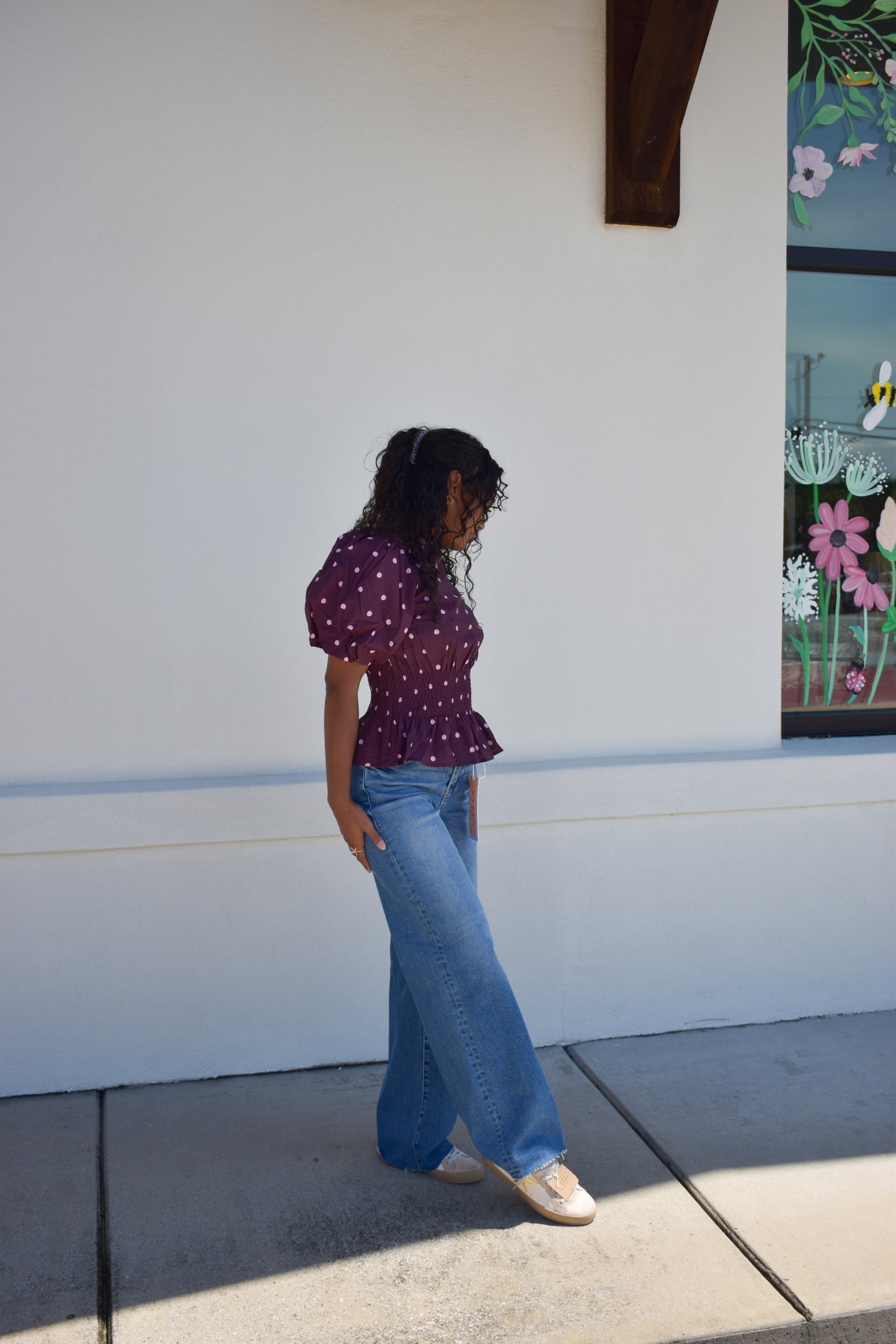 Polka Dot Plum Short Sleeve