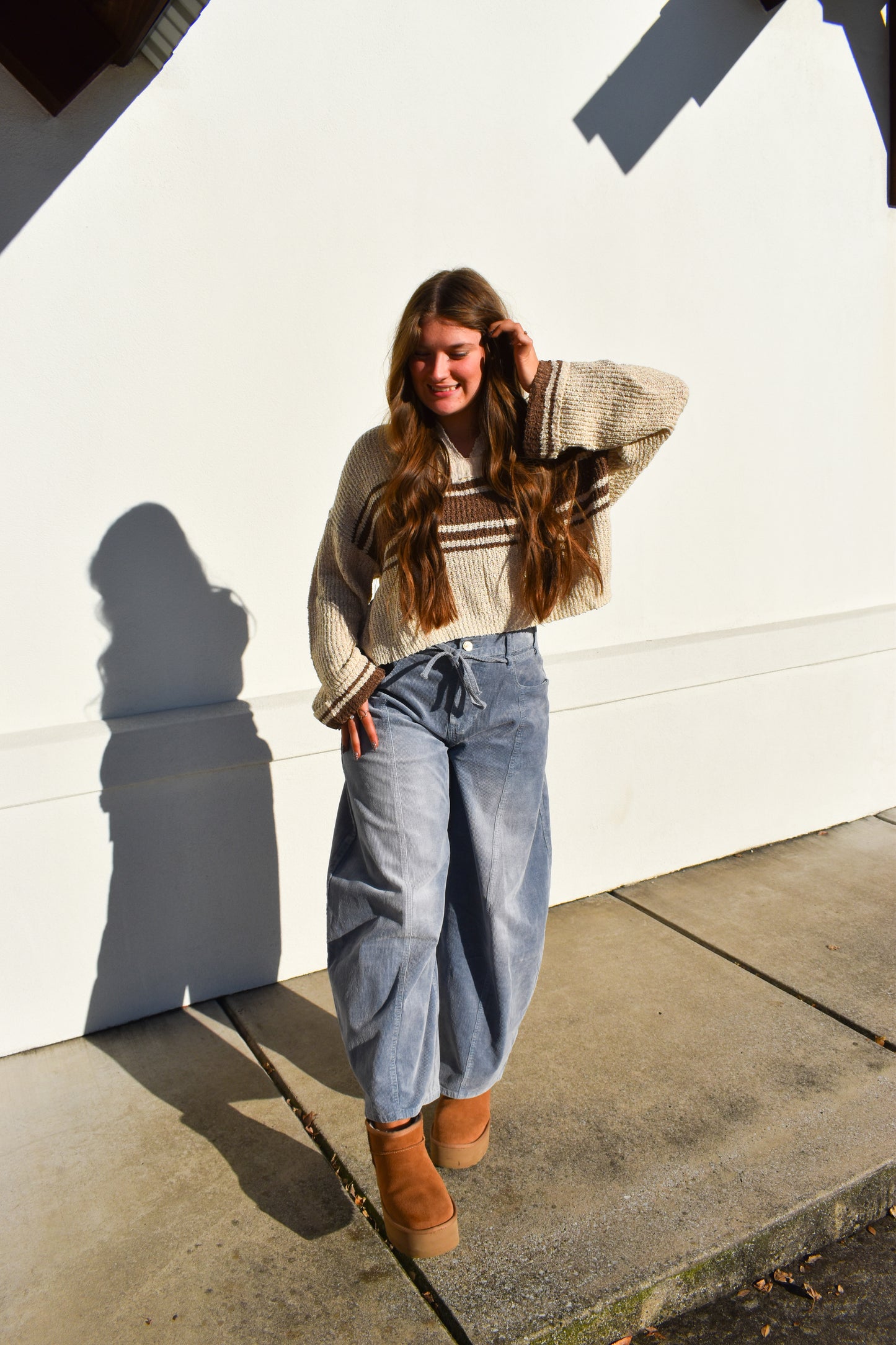 Stripe Patch Long Sleeve Sweater