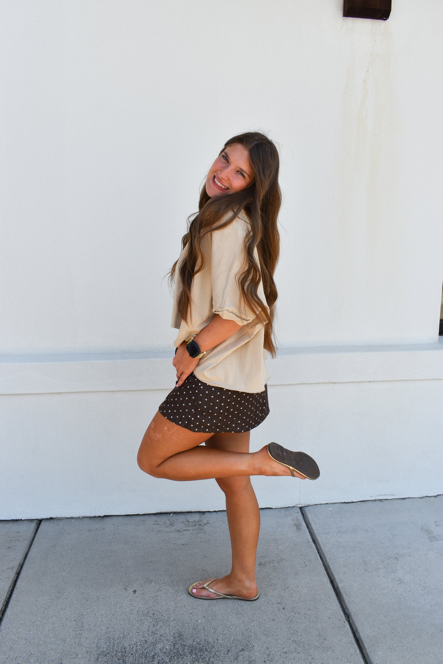 A-Line Polka Dot Utility Skirt
