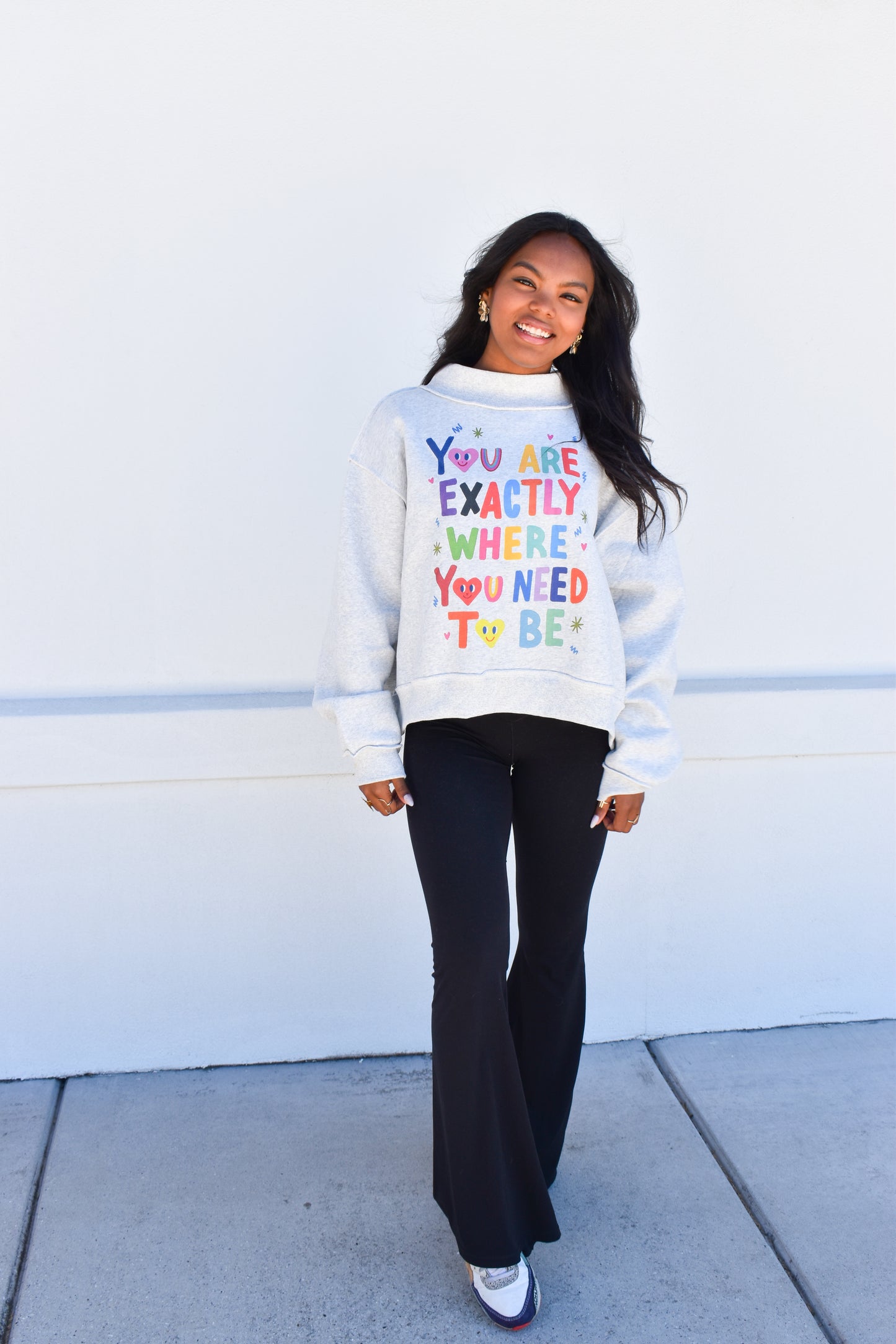 Fun Graphic Reversible Crop Mockneck