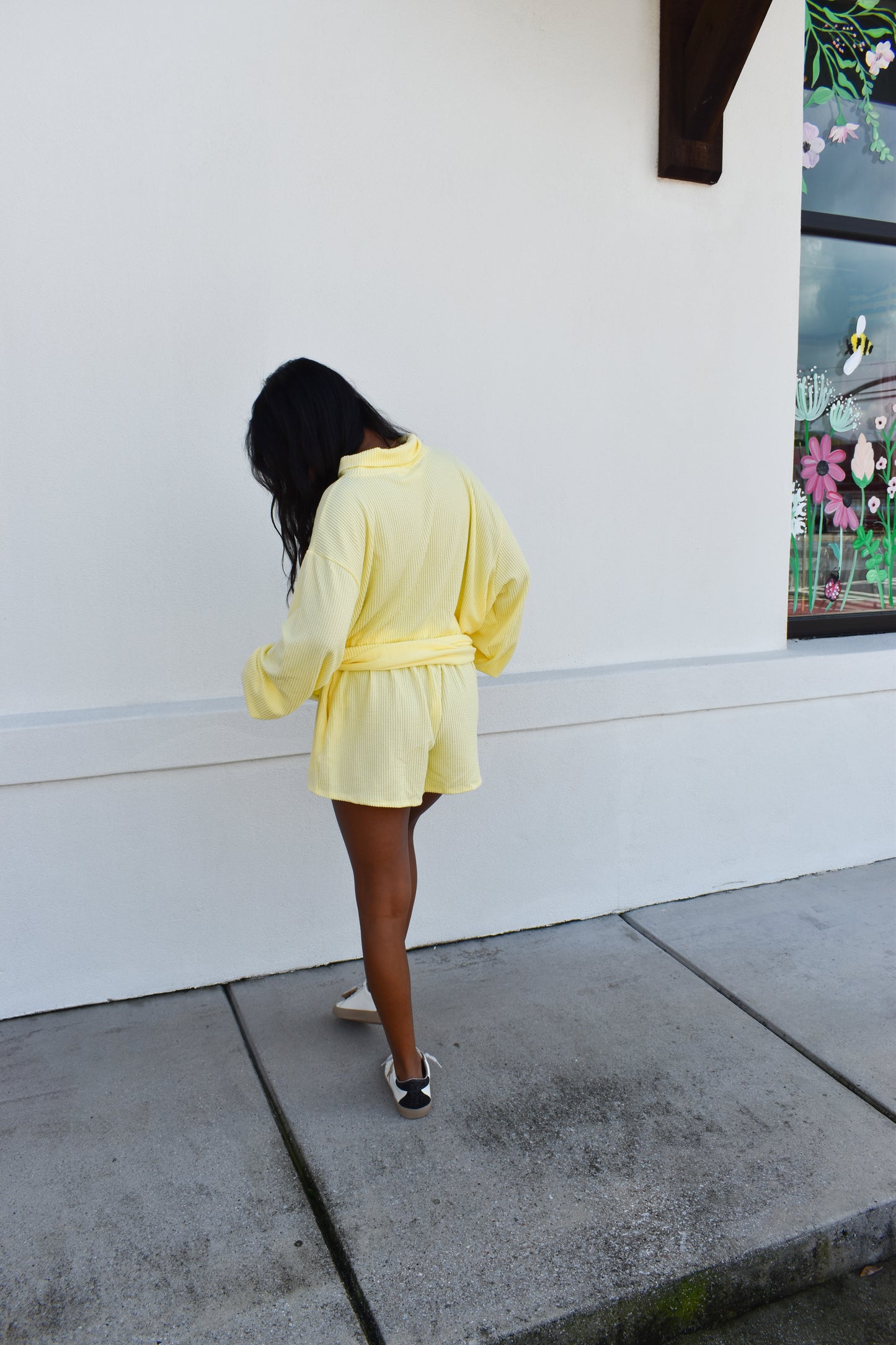 Yellow Waffle Knit Shorts