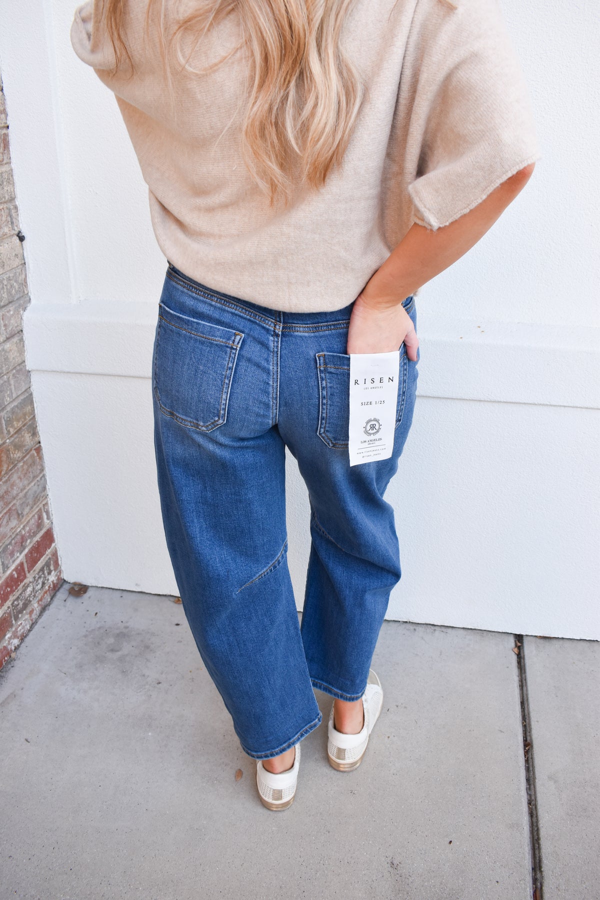 Risen Slouchy Cropped Barrel Jeans With Cuffed Hem