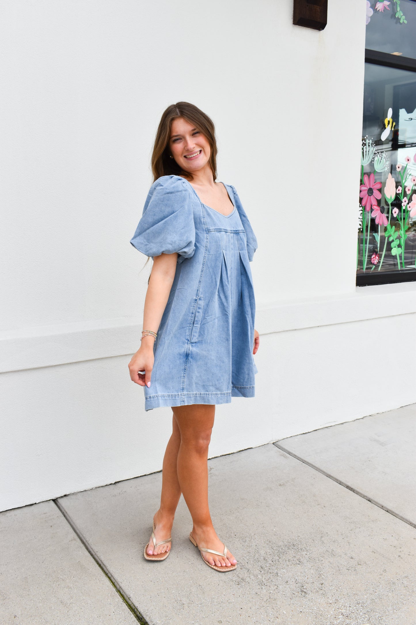 Stitch Detail Denim Bubble Romper