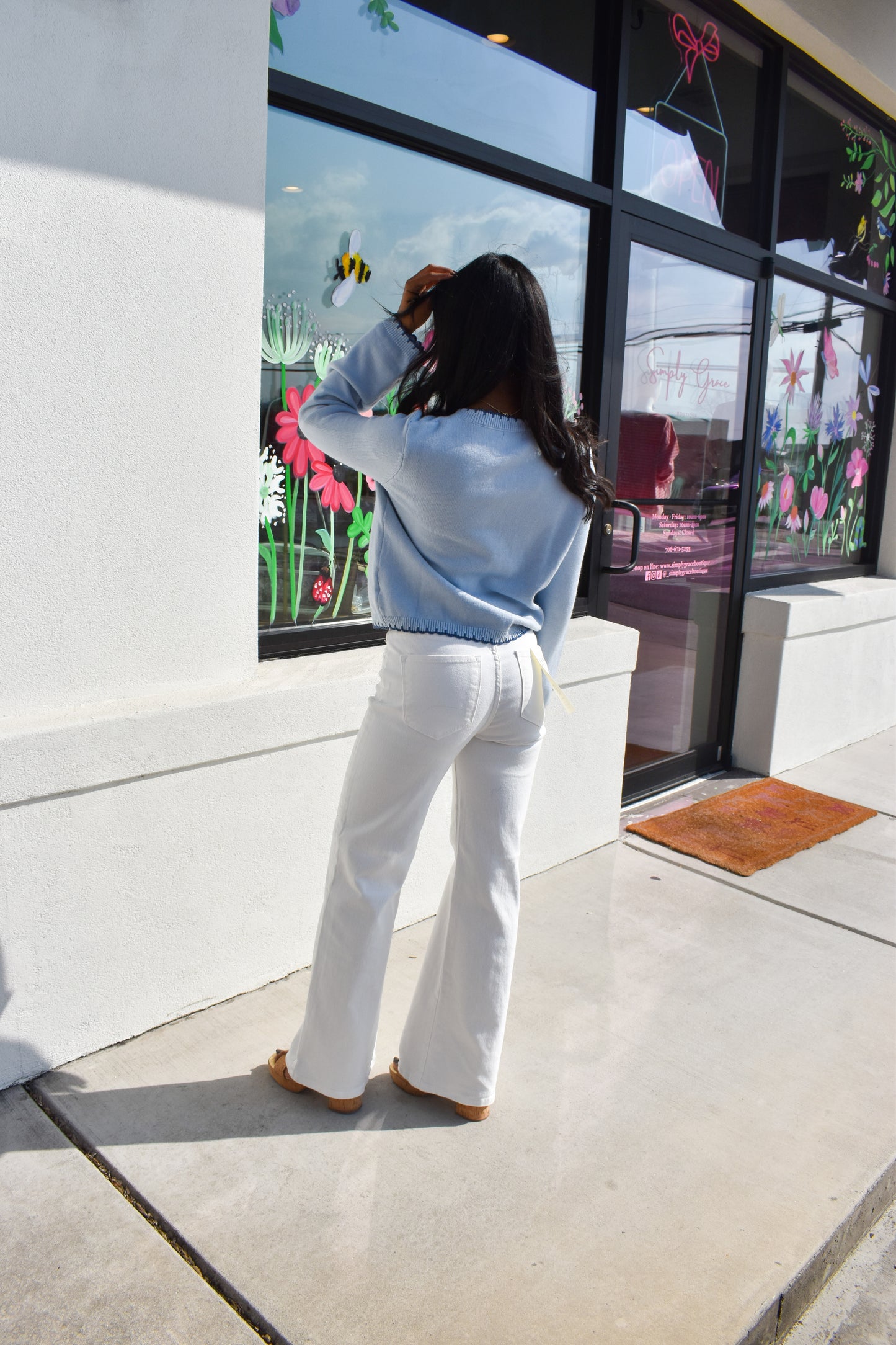 Risen White High Rise Wide Pants