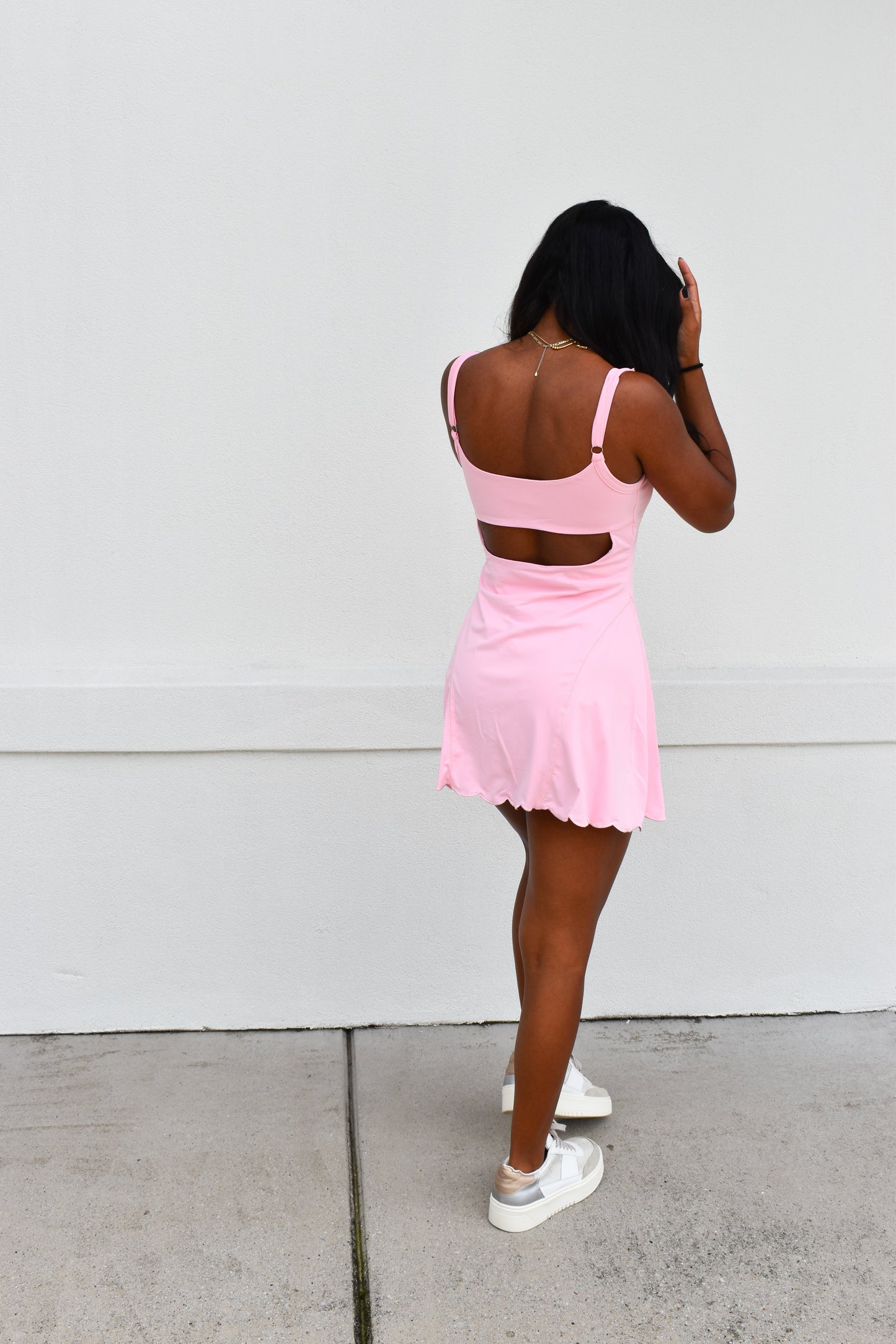 Scallop Athletic Dress: Pink