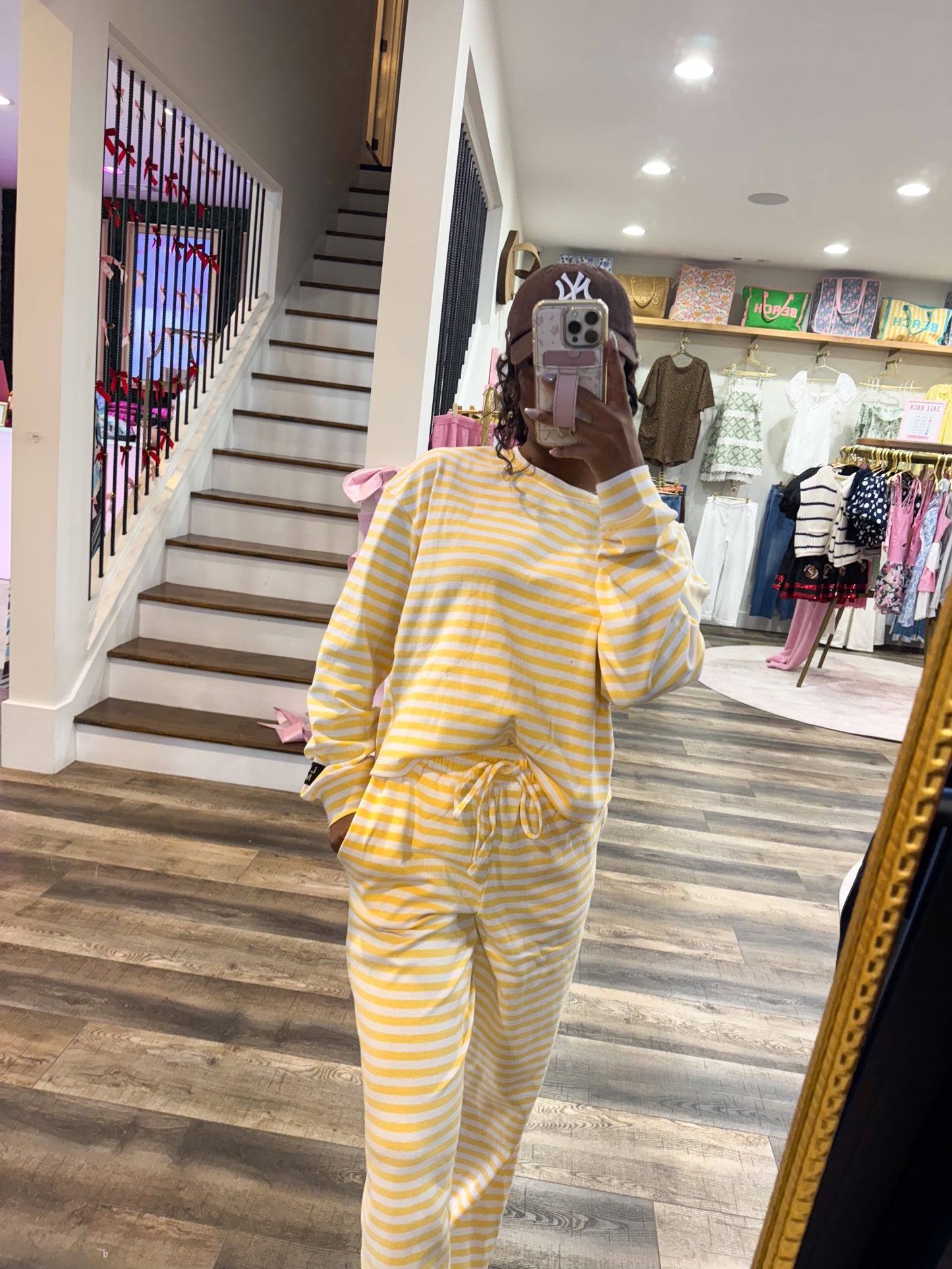 Lulu Mac Stripe Lounge Top: Yellow