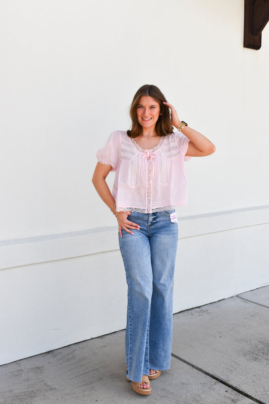Lace & Lovely Top: Pink