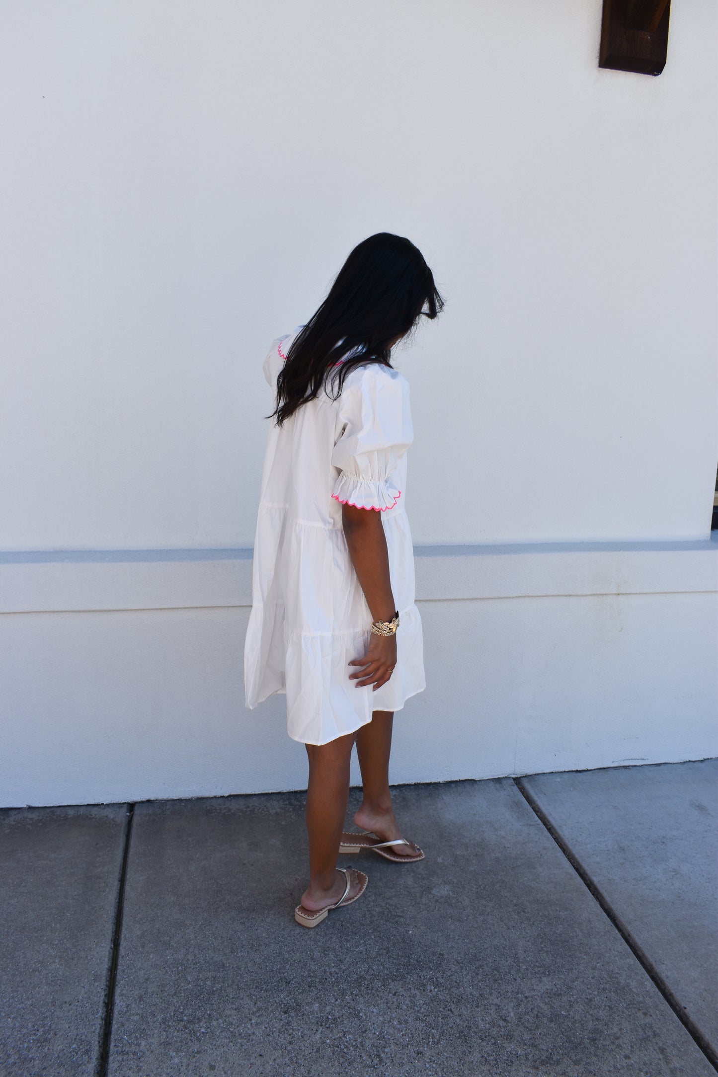 Floral Embroidered Scallop Dress