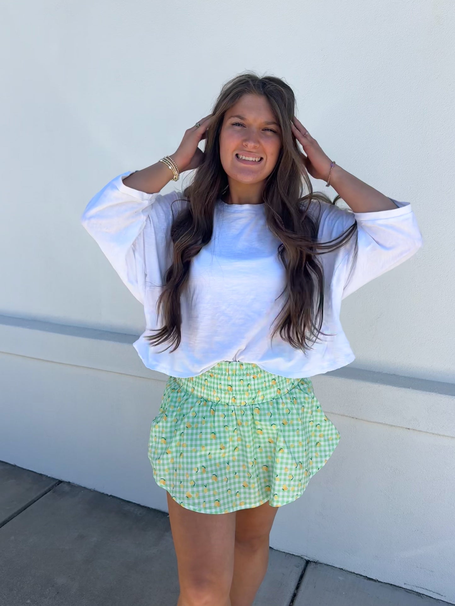 Gingham With Lemon Print Skort