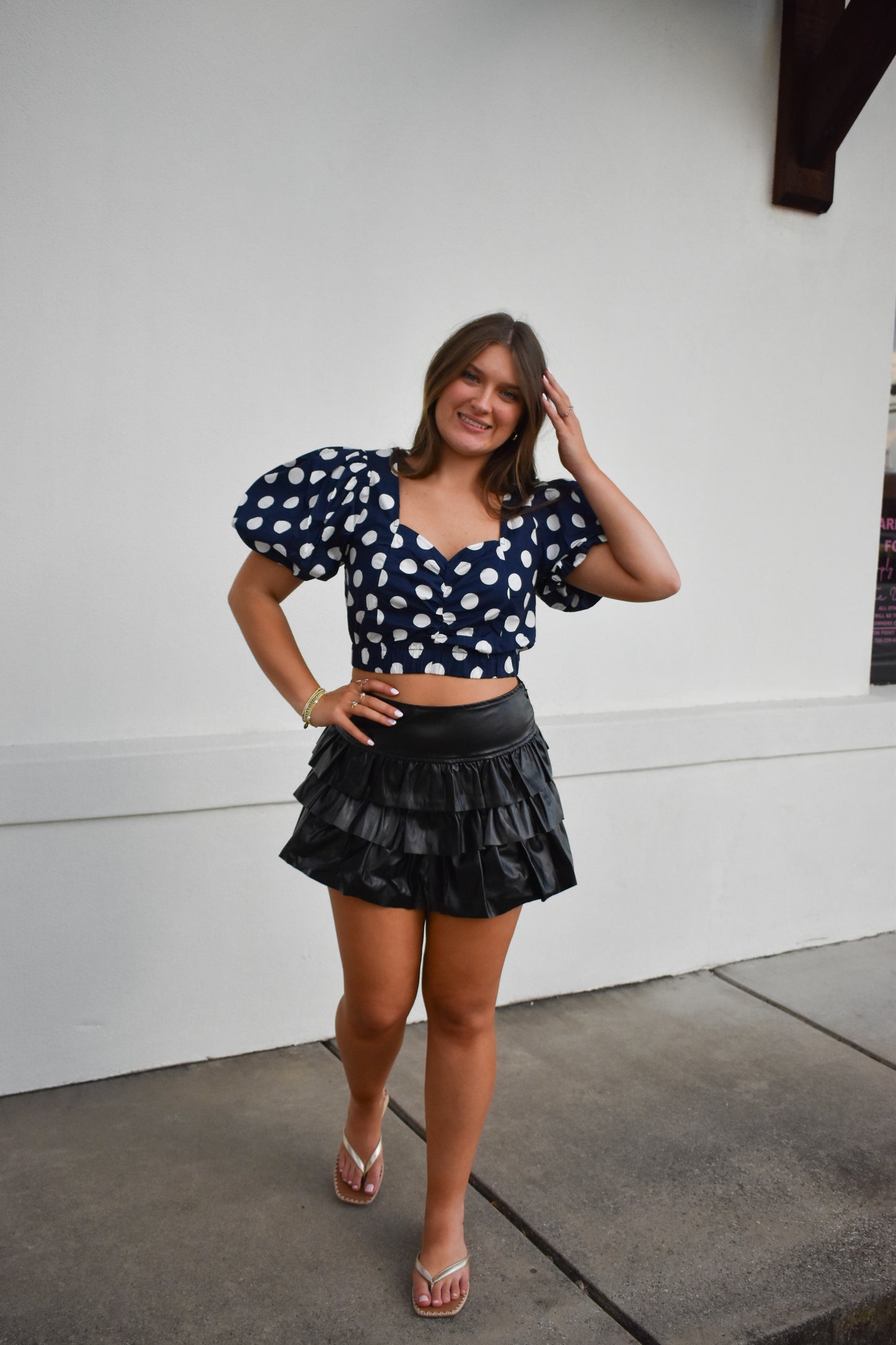 Cropped Polka Dot Bubble Top