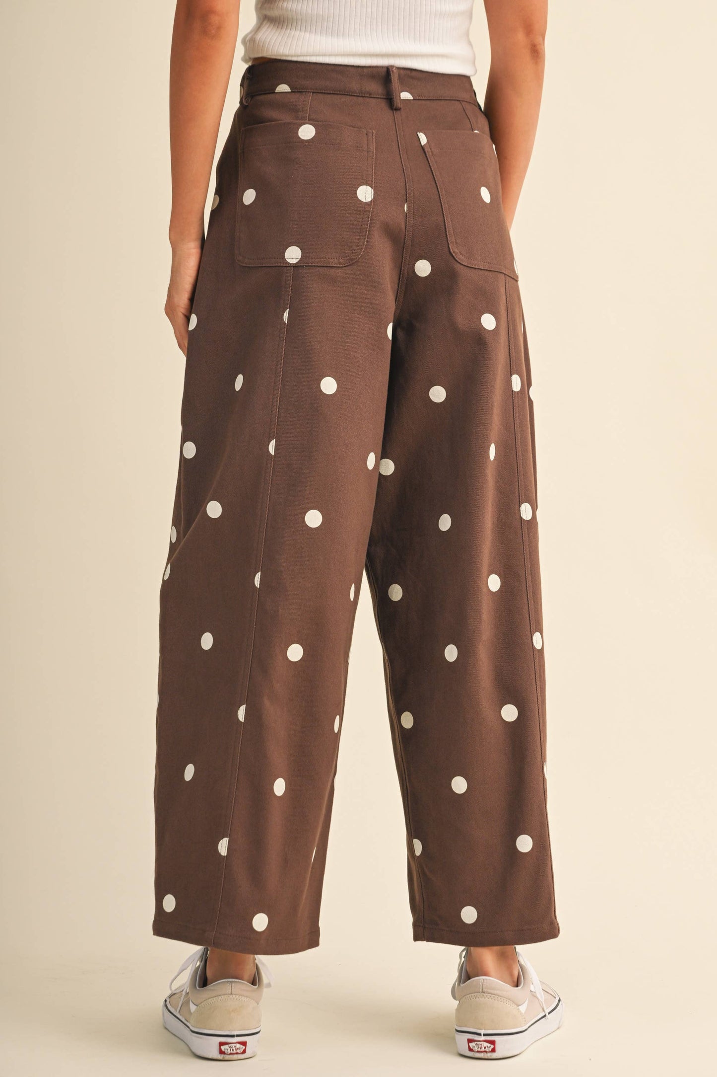 Polka Dot Brown Barrel Jean