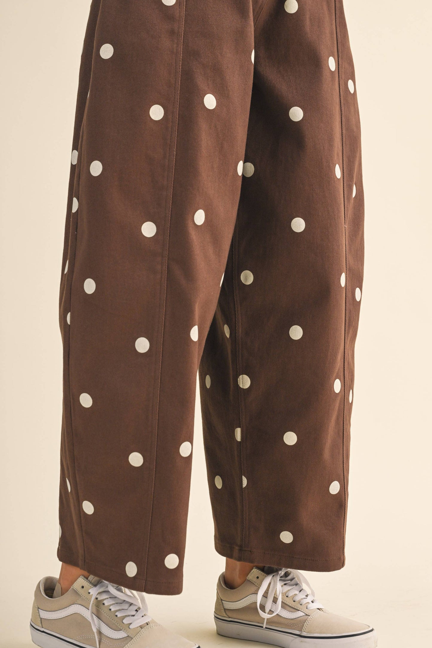 Polka Dot Brown Barrel Jean