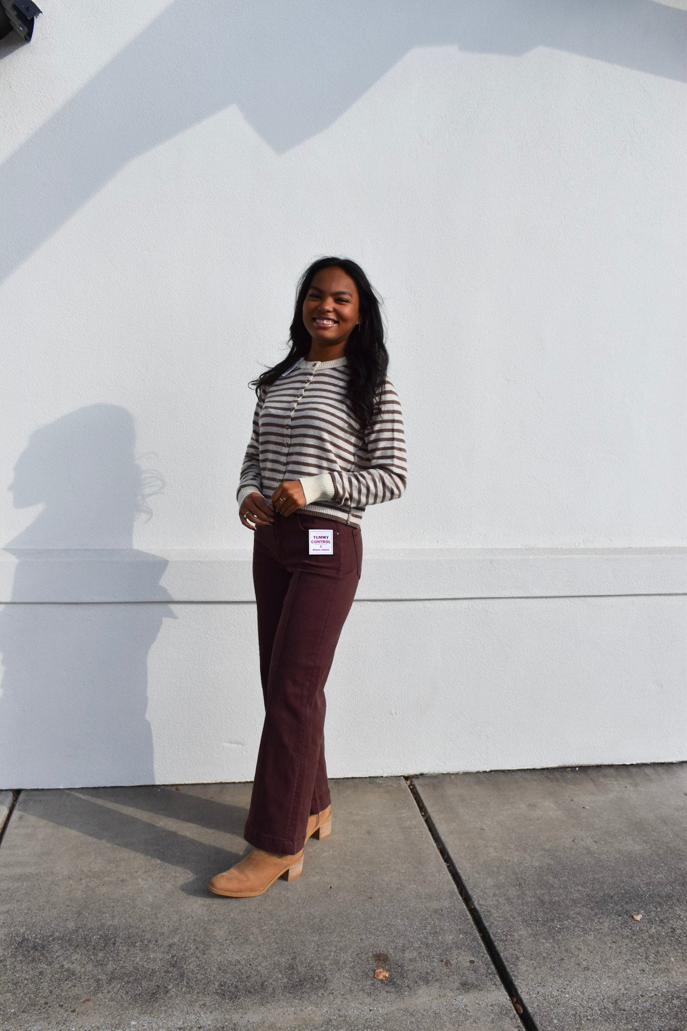 Striped Pattern Button Cardigan