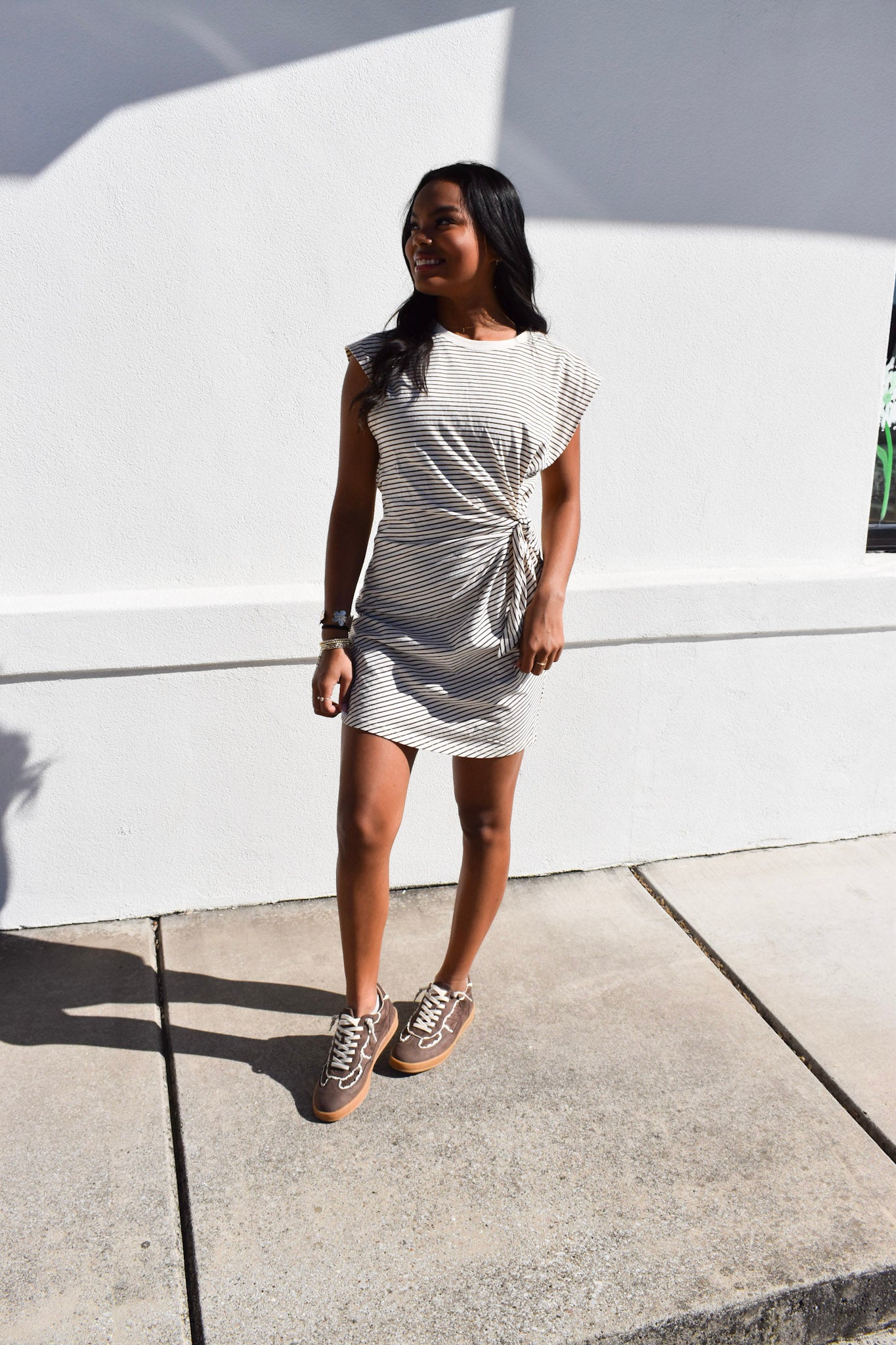 Choco/Cream Sleeveless Mini Dress