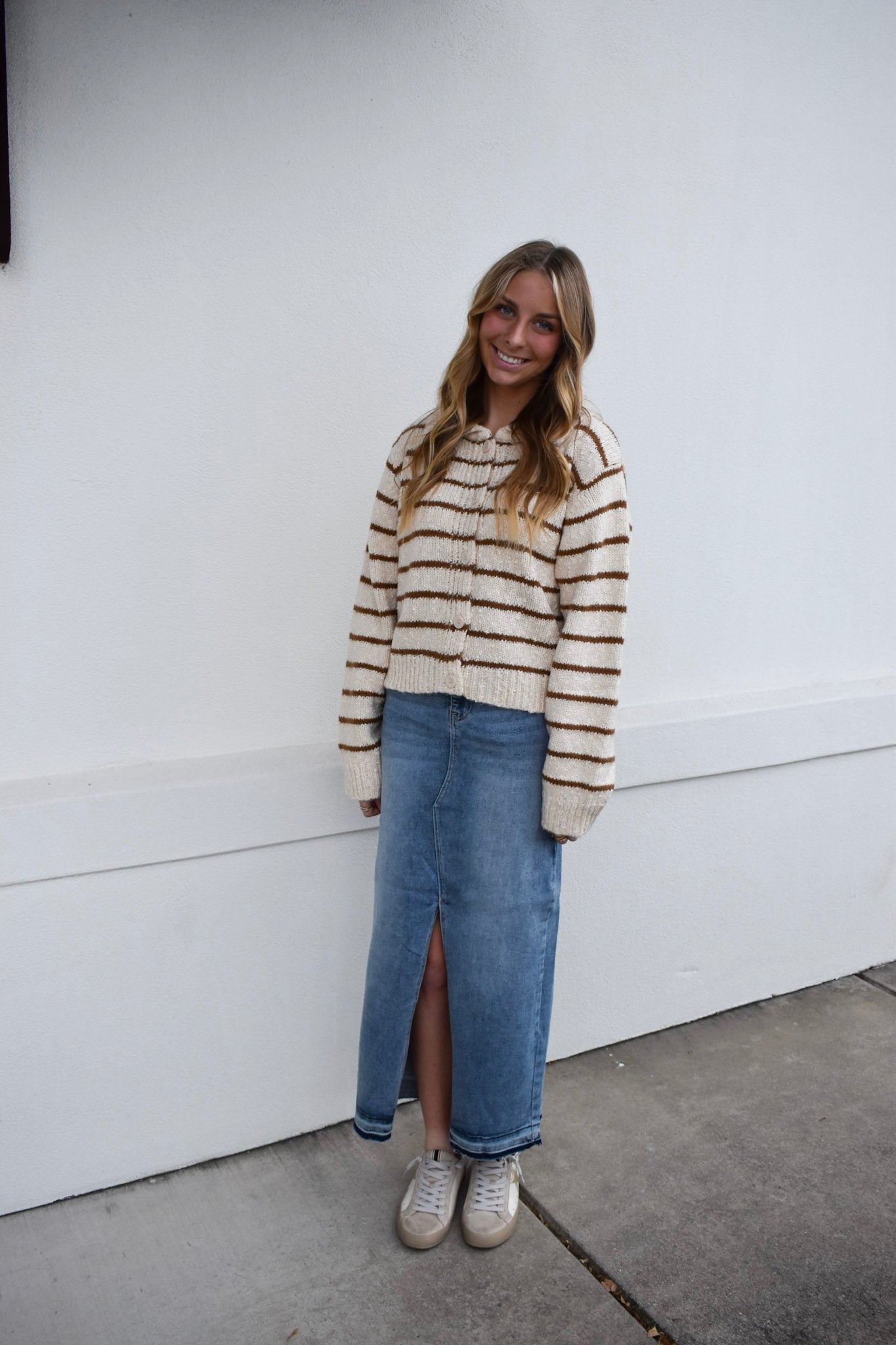 Risen High-Risen Front Opening Maxi Skirt