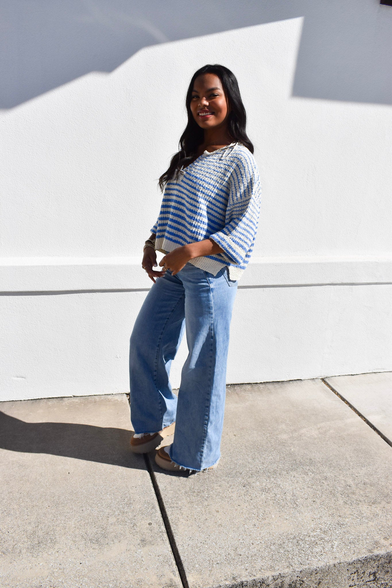 Ecru Stripe Knit Top