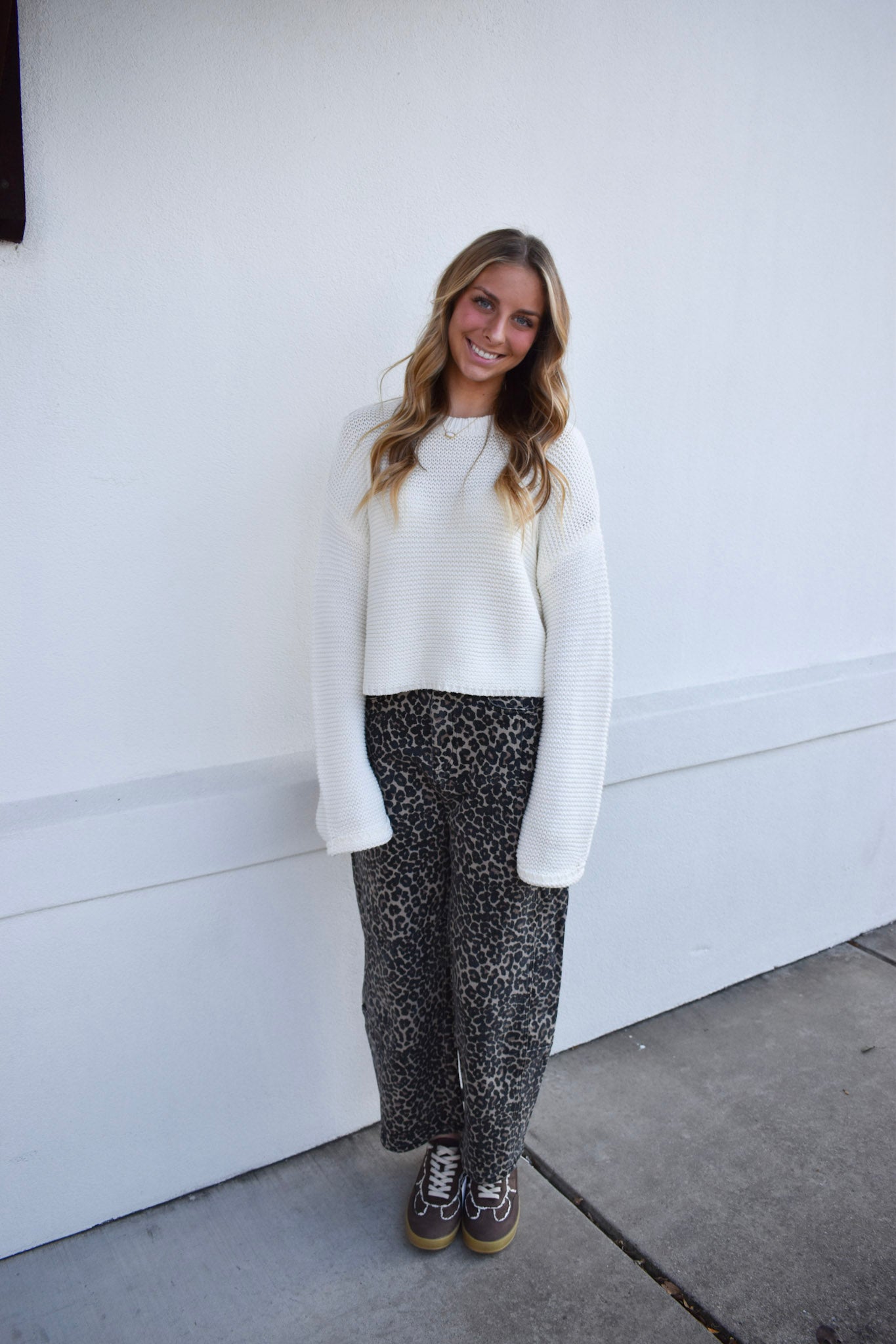 Leopard Print Barrel Pants
