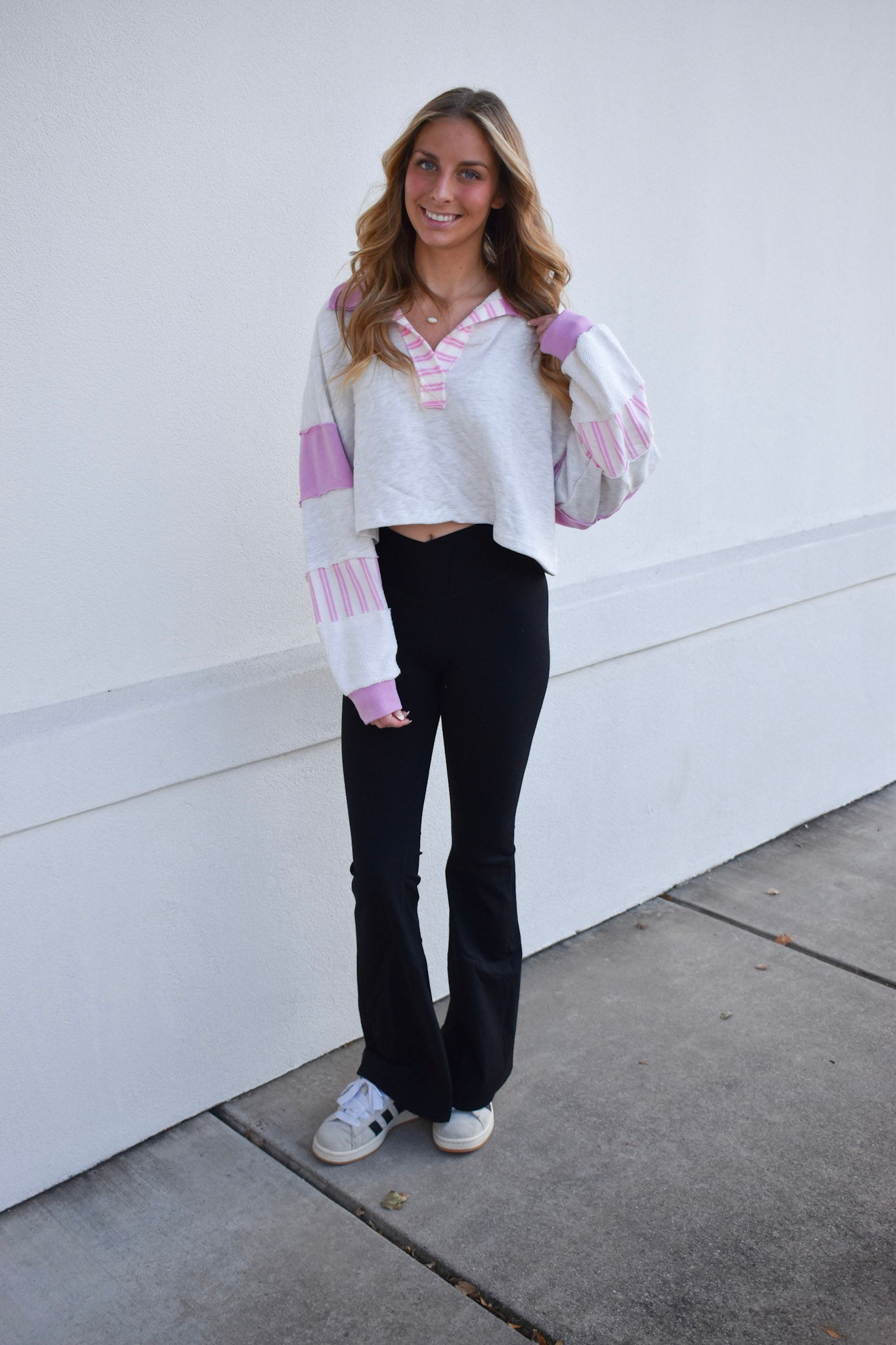 Terry Color Block Crop Top