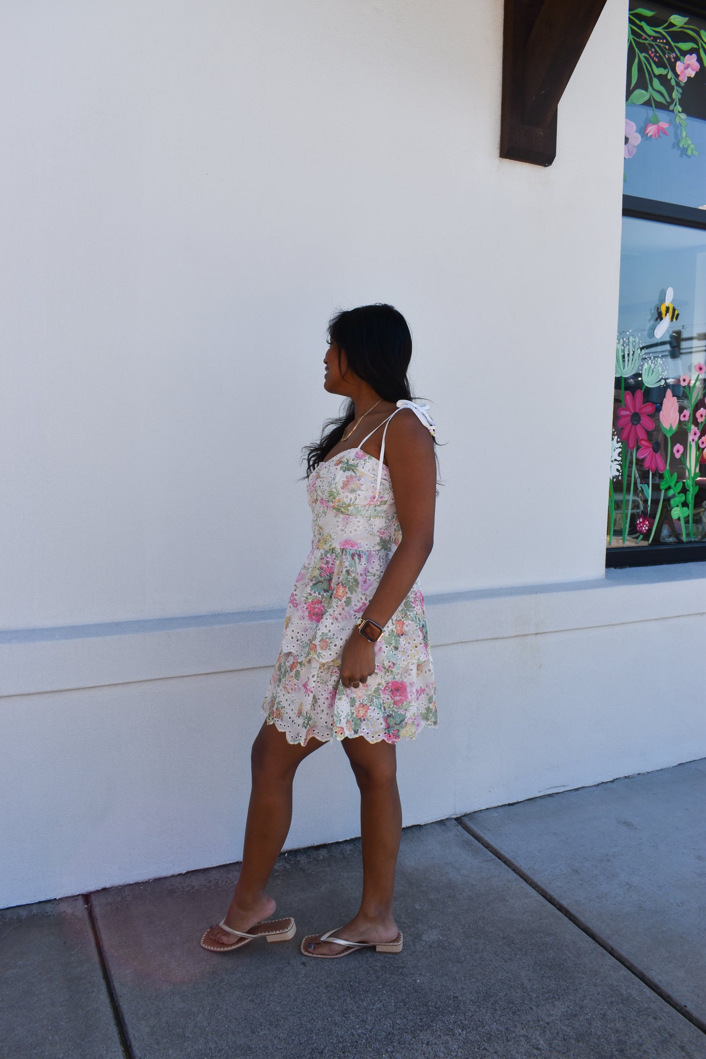 Elin Eyelet Tiered Mini Dress