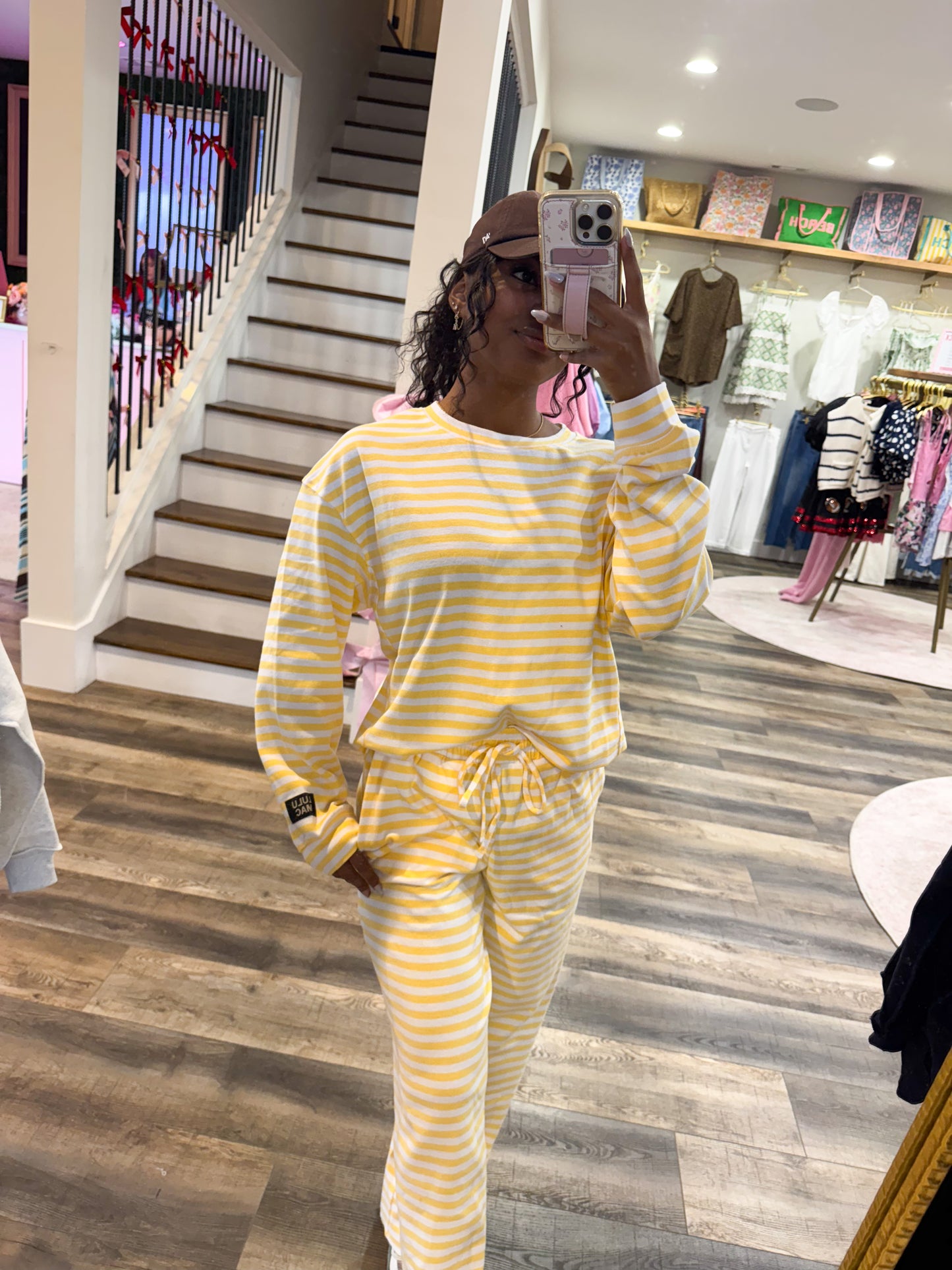 Lulu Mac Stripe Lounge Pant: Yellow