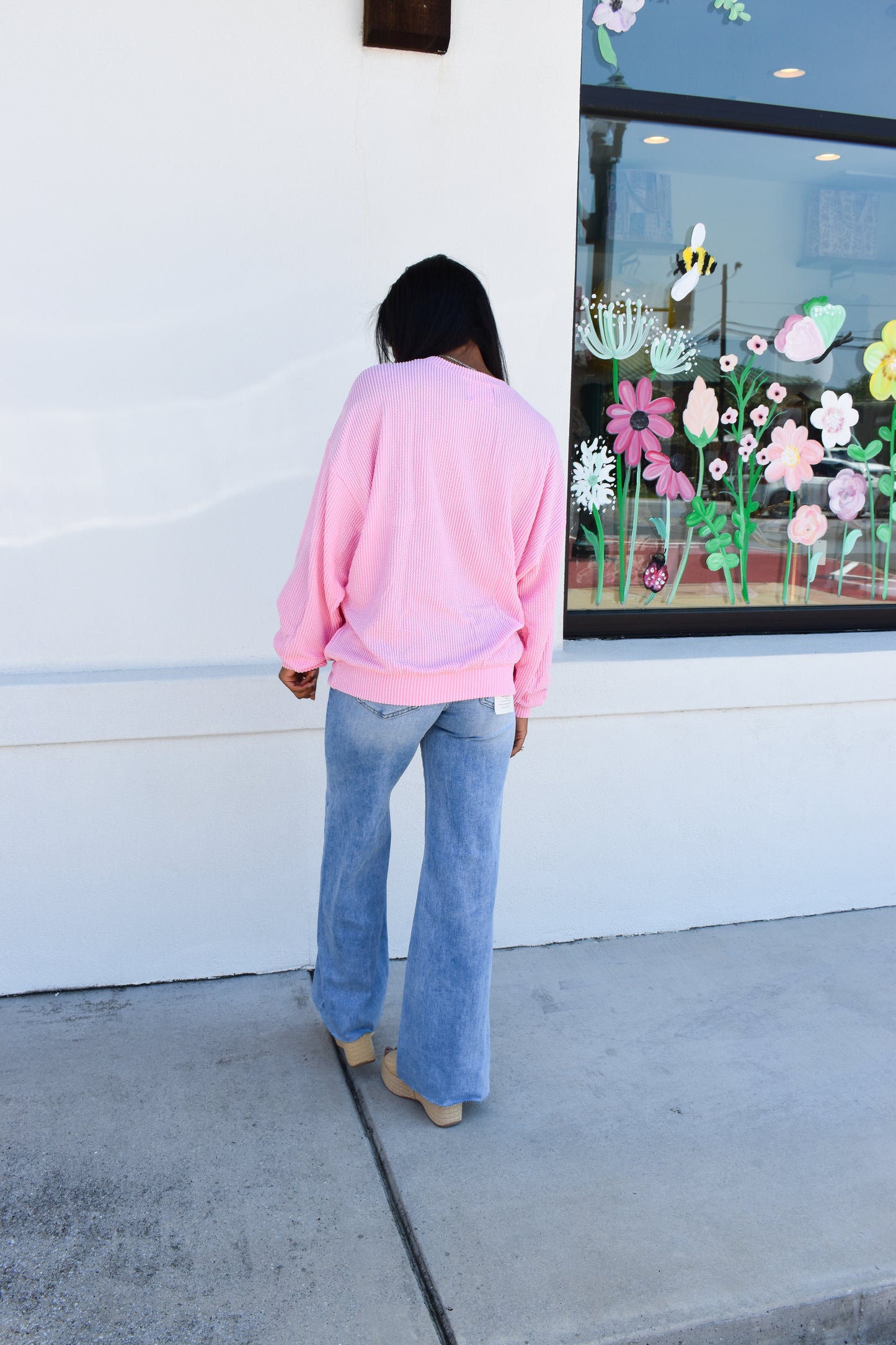 Pink Ribbed Georgia Sweatshirt